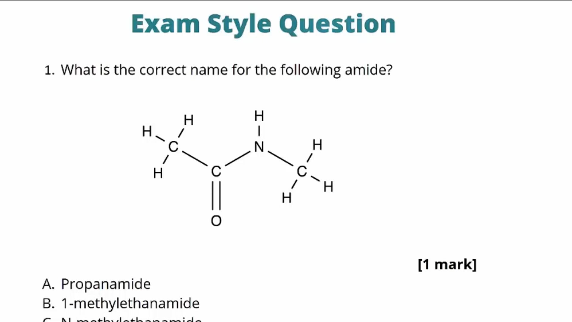 Amides Exam Question