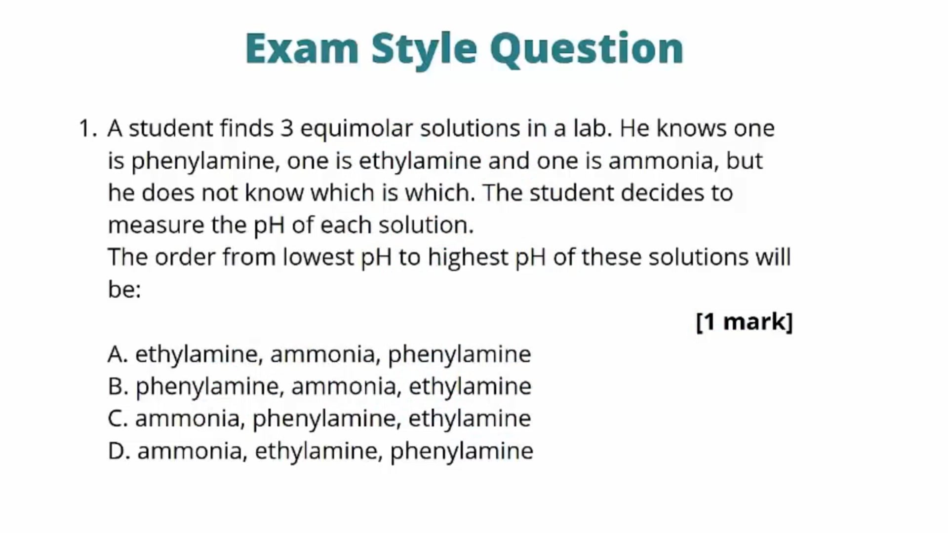 Amines Exam Question