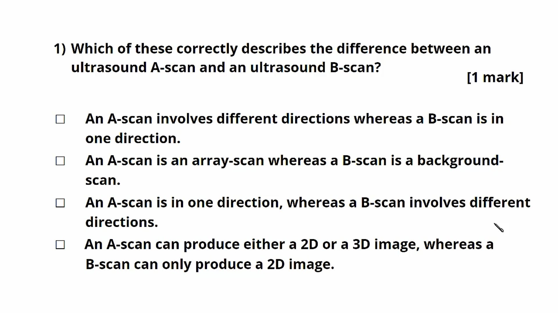 Applications of Ultrasound Exam Question
