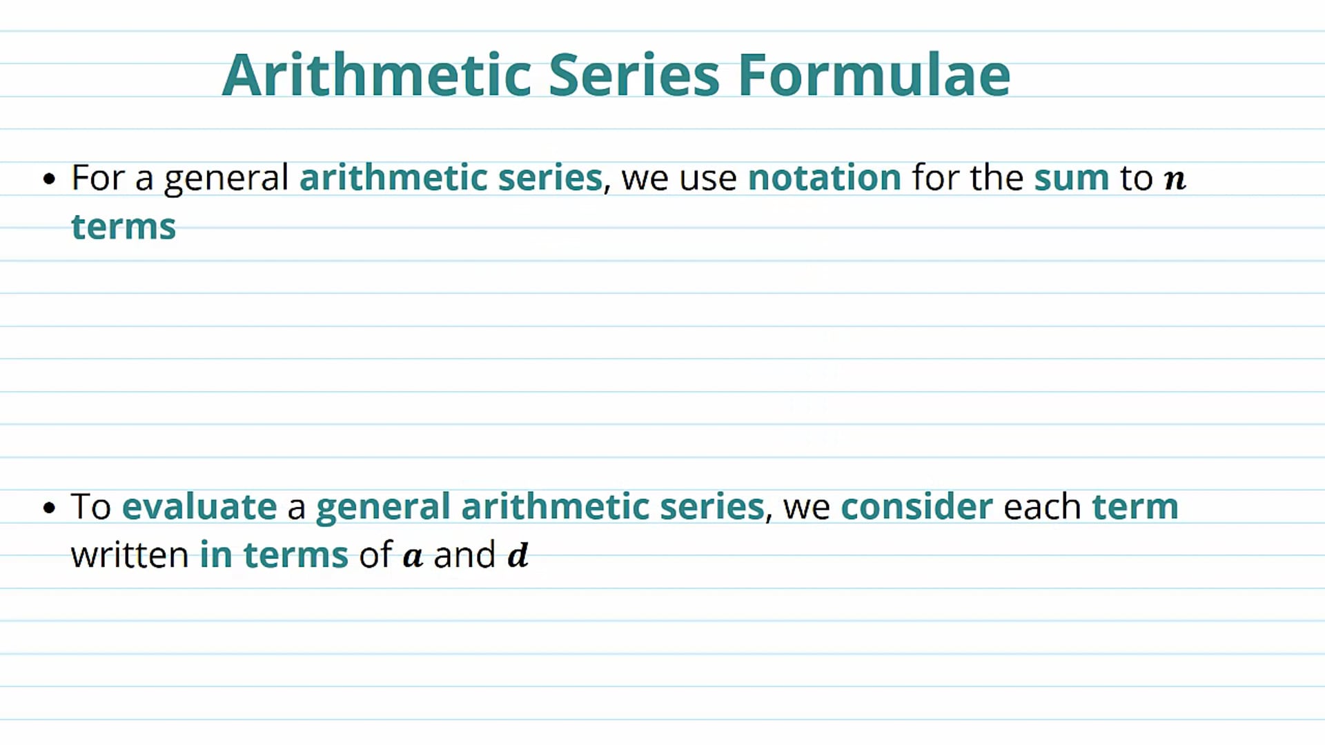 Arithmetic Series Formulae