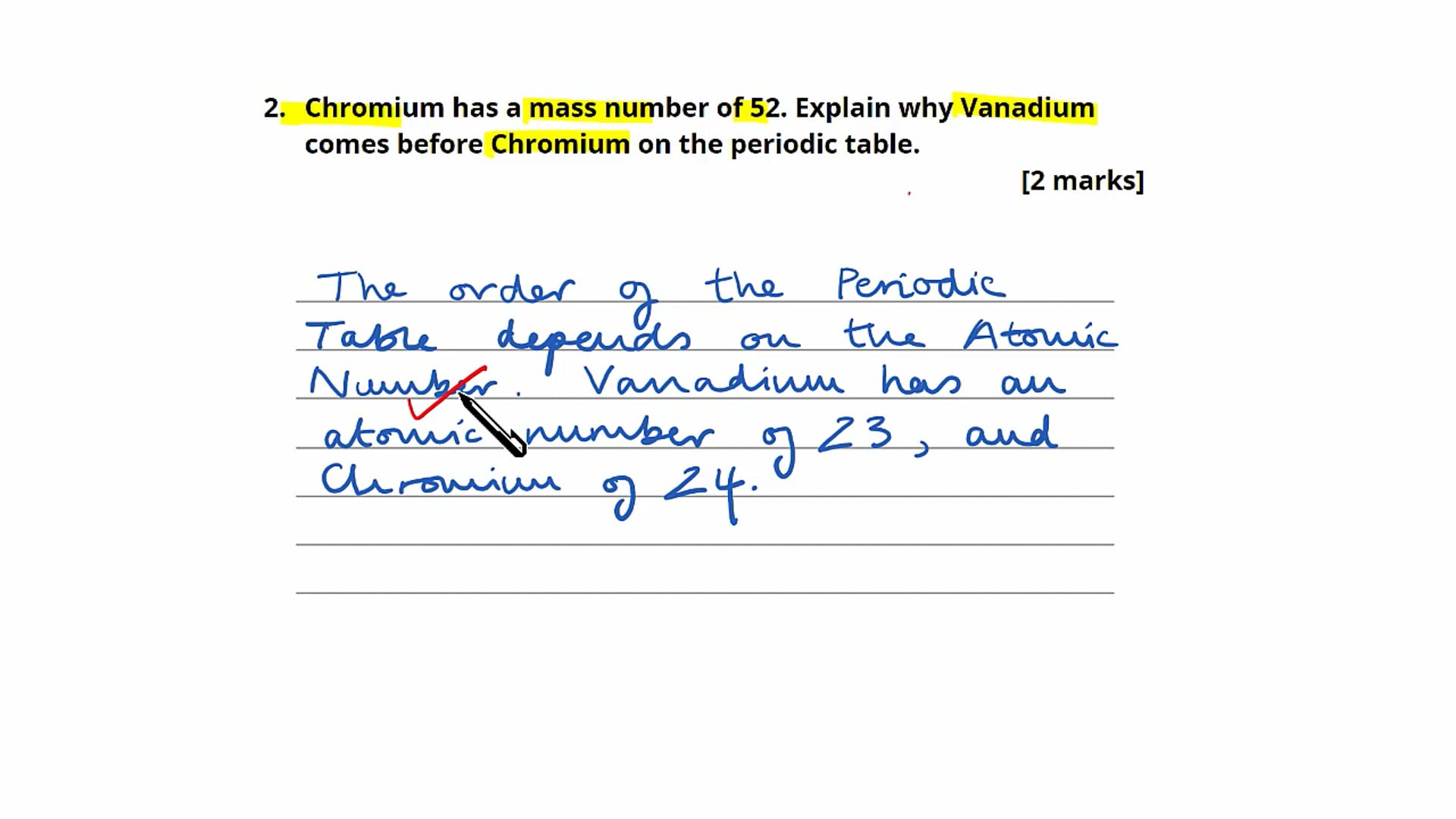 Atomic Structure Exam Question