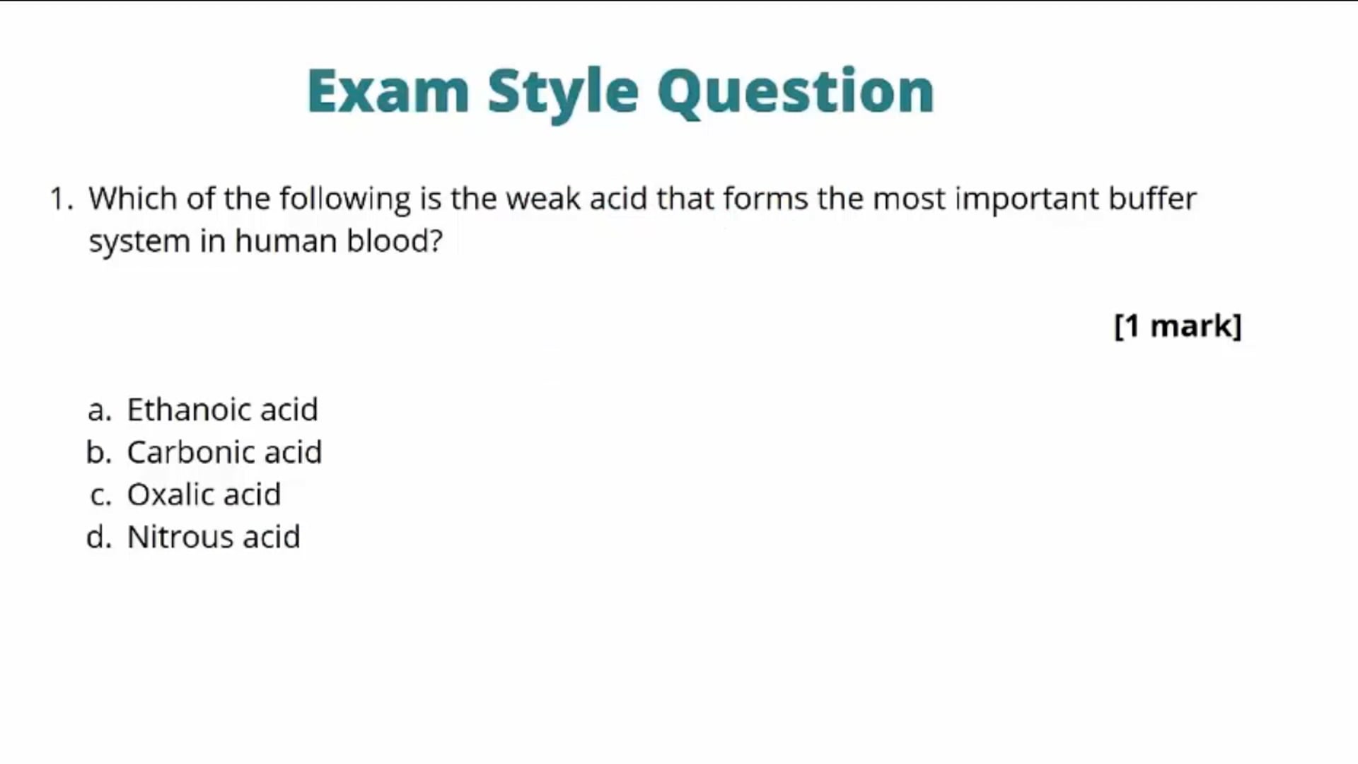Buffers Exam Question