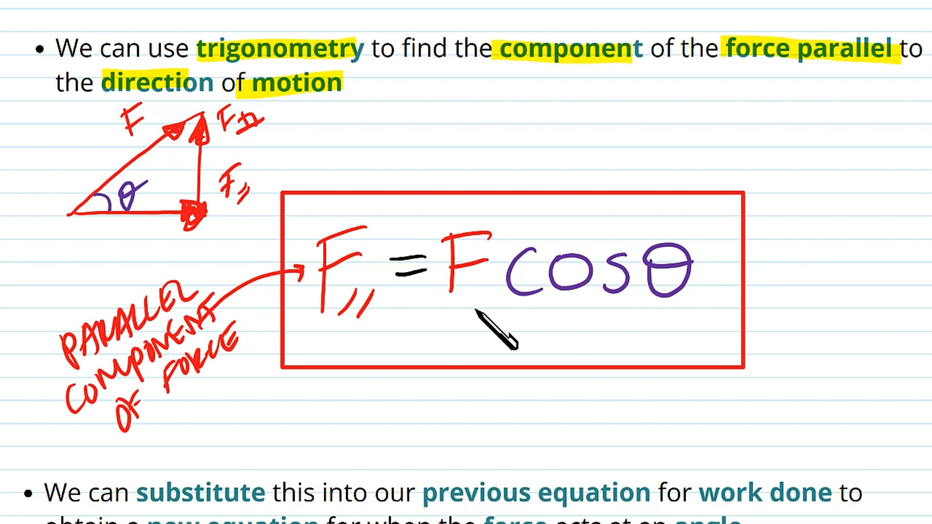 Calculating Work Done by a Force at an Angle