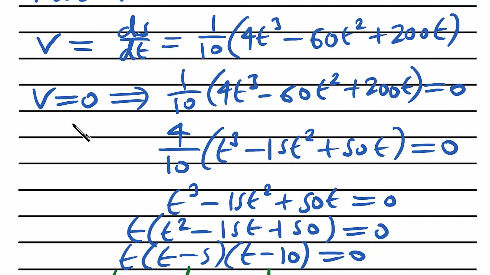 Calculus in Kinematics Exam Question