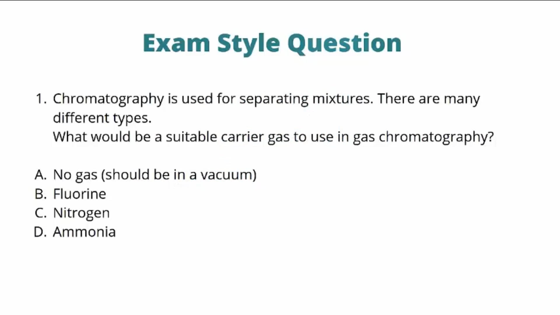 Chromatography Exam Question