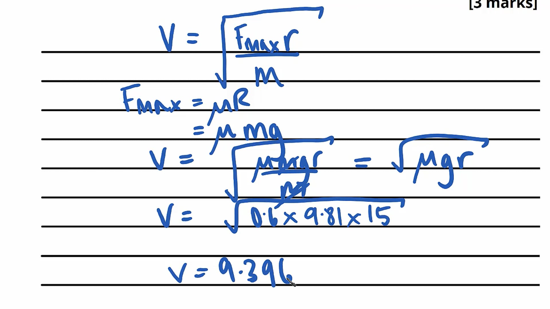 Circular Motion of Vehicles Exam Question