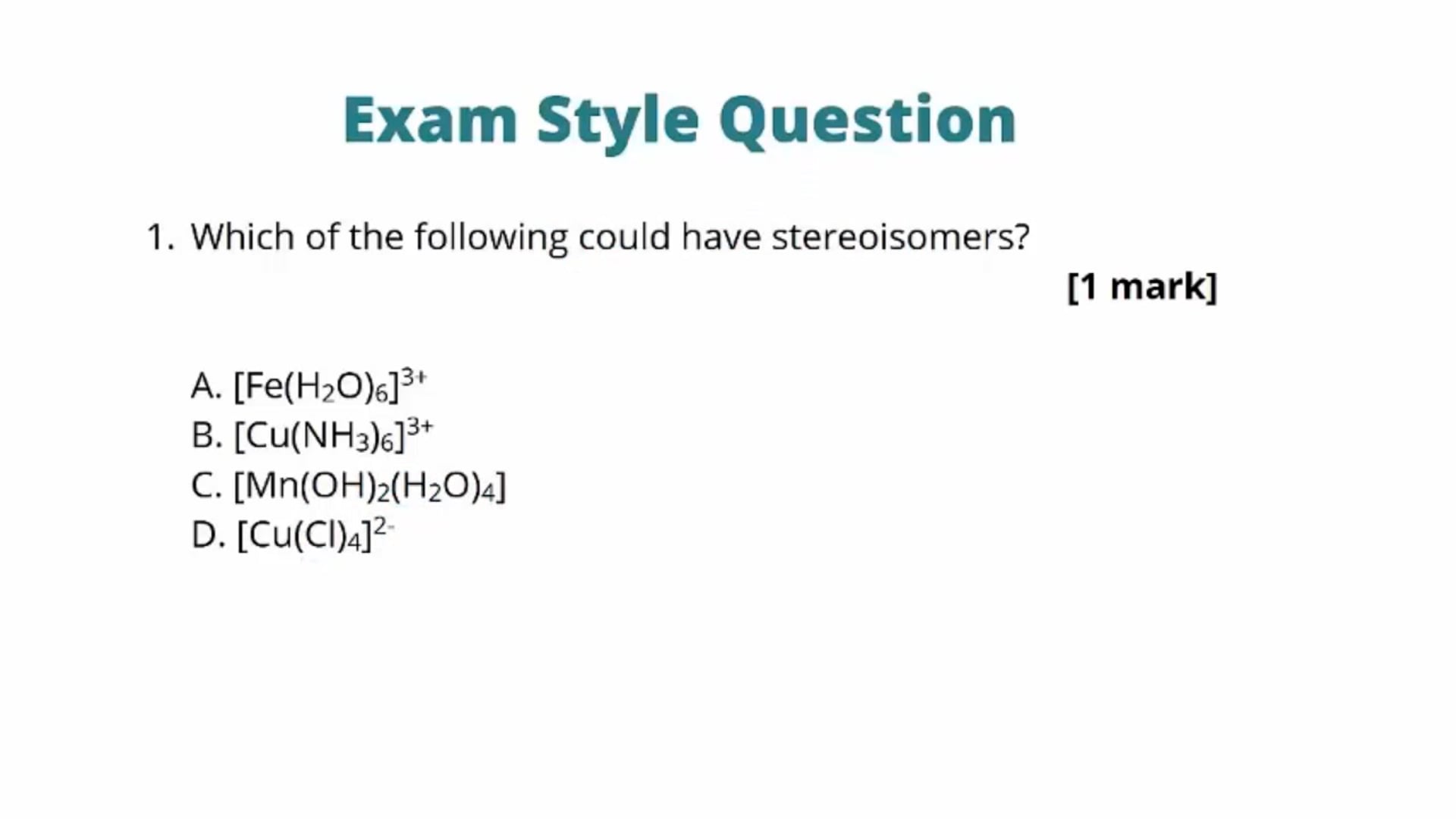 Cis-Trans Isomerism Exam Question
