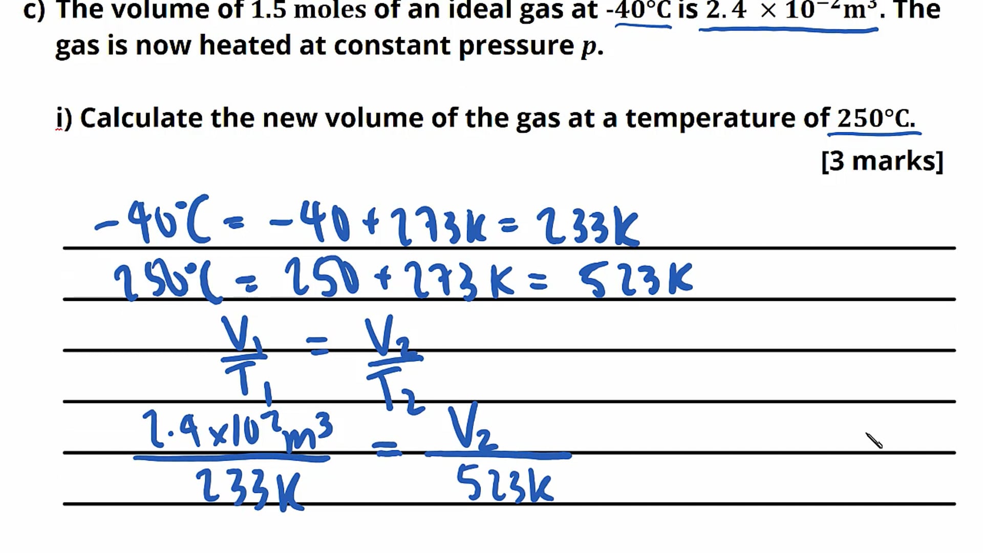 Combined Gas Law Exam Question