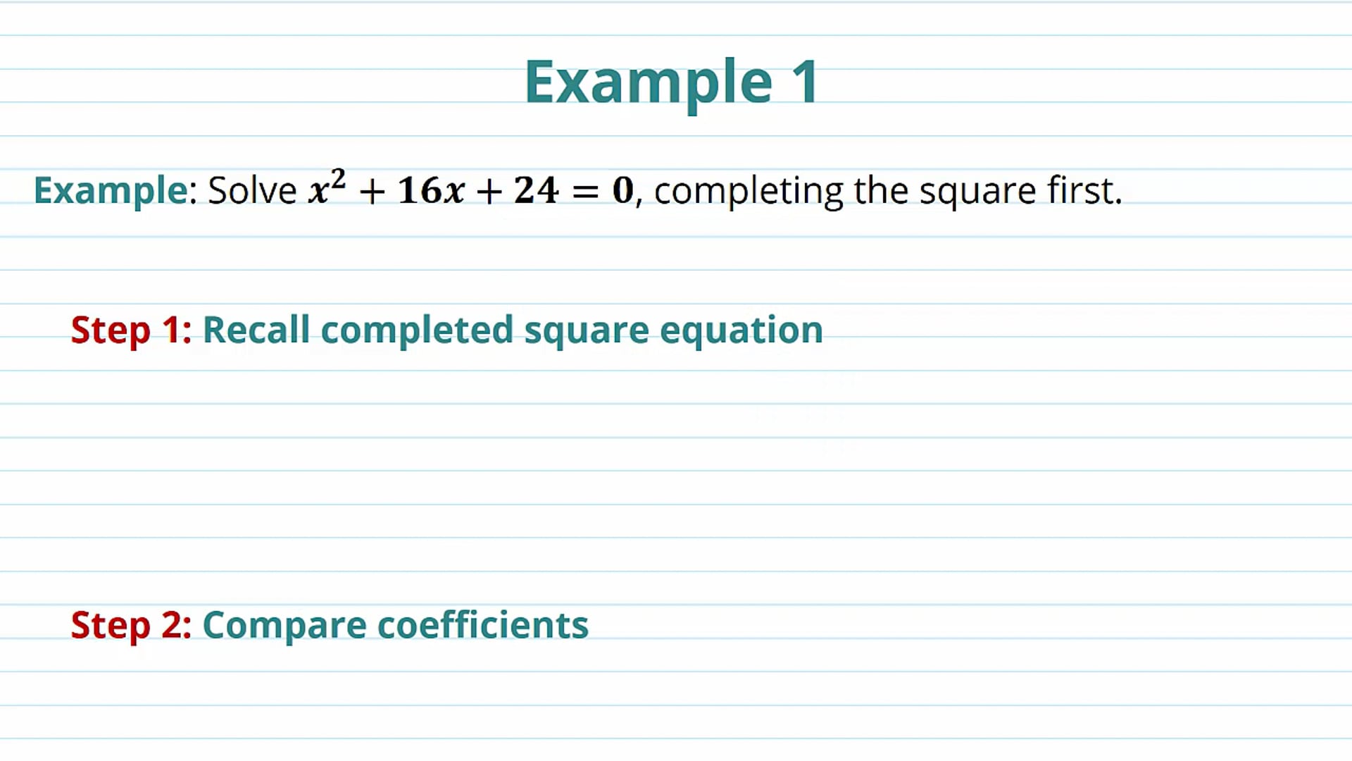 Completing the Square Examples