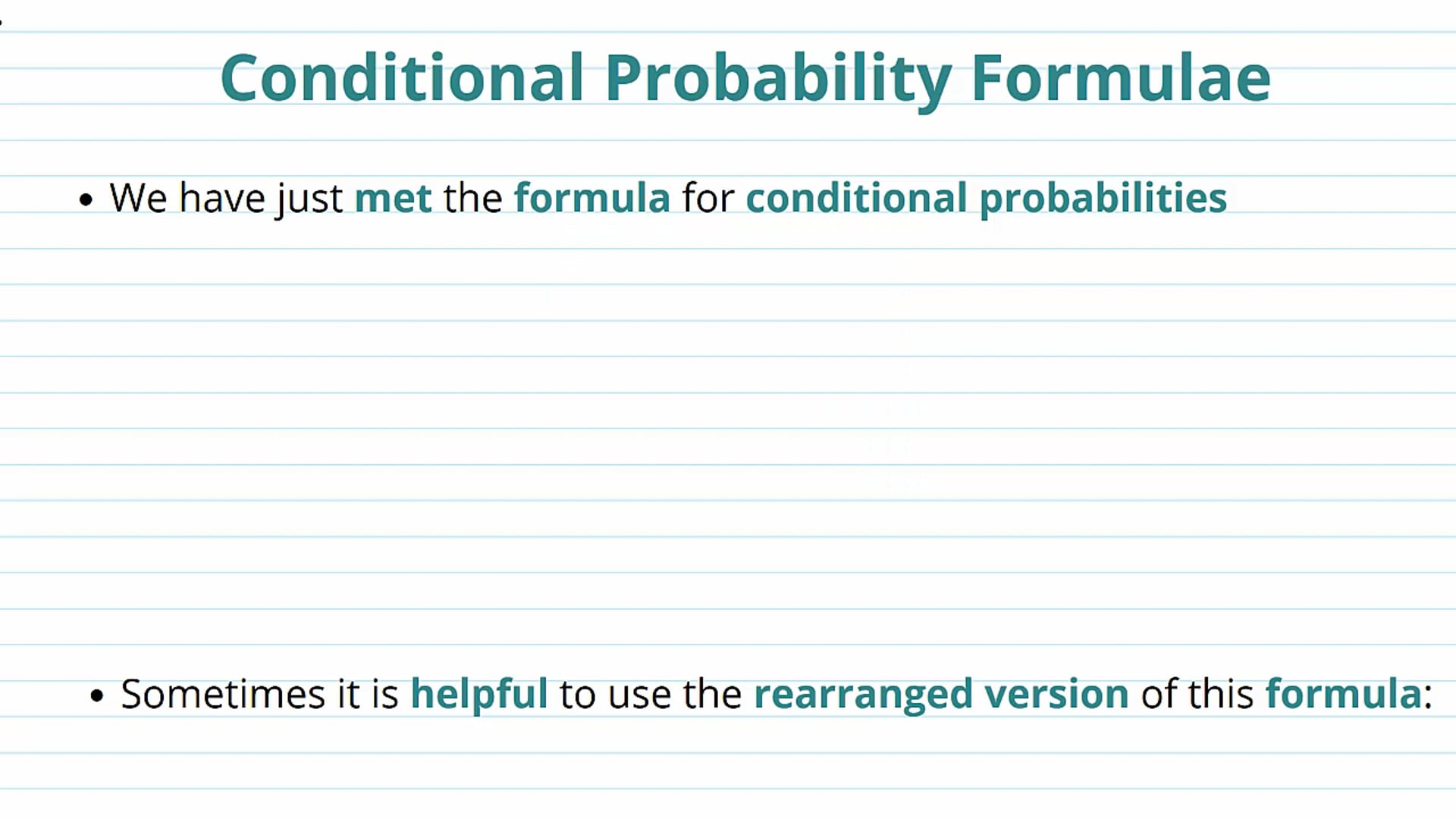 Conditional Probability Formulae