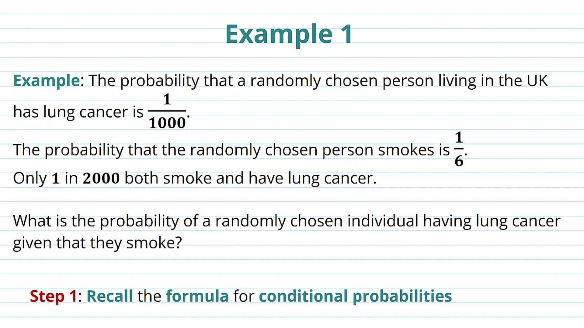 Conditional Probability Formulae Examples
