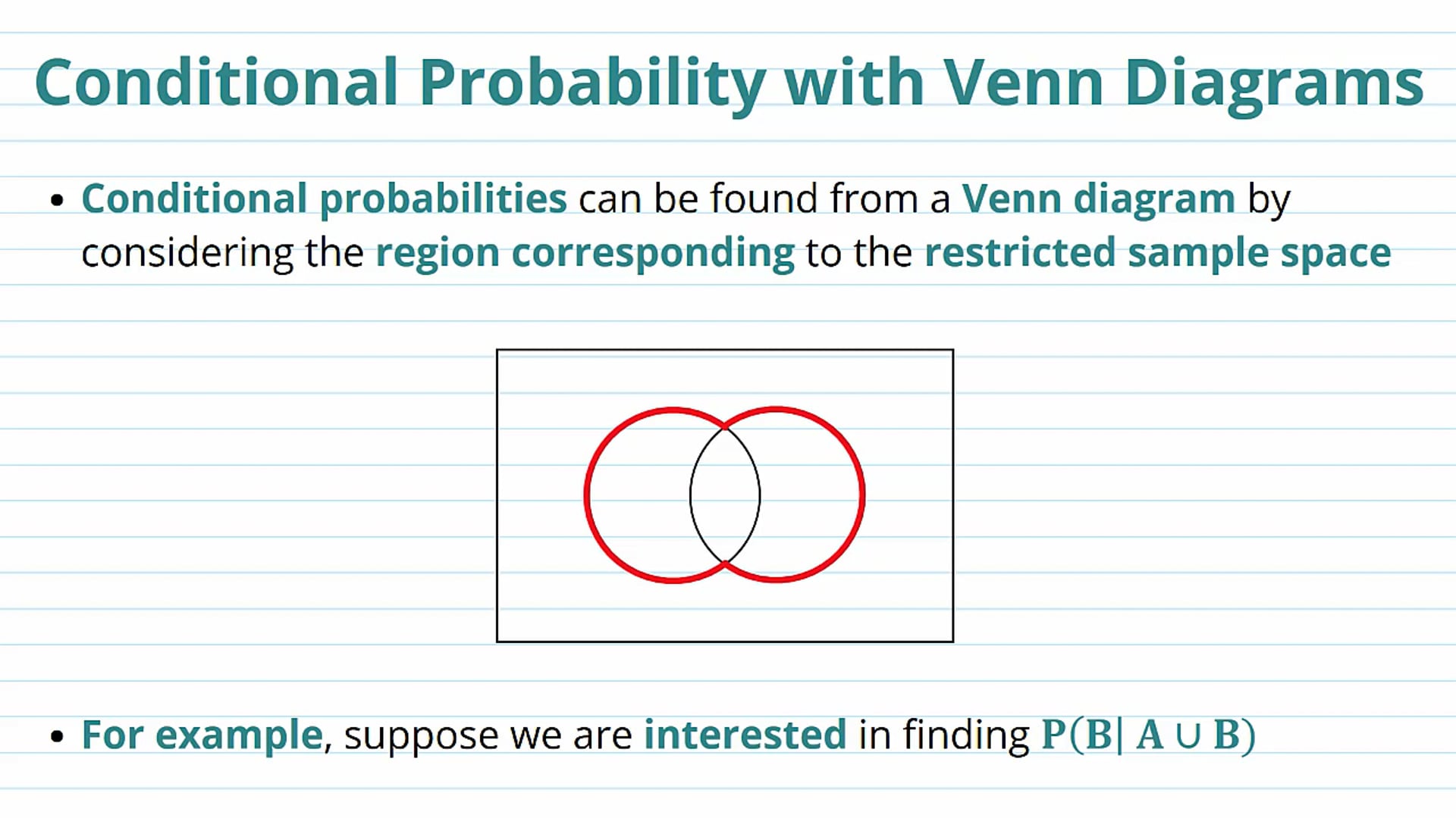 Conditional Probability with Venn Diagrams
