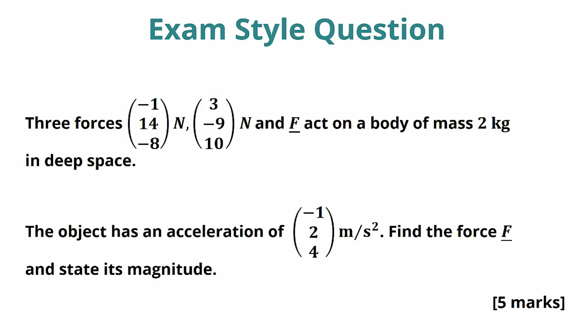 Constant Acceleration in Multiple Dimensions Exam Question