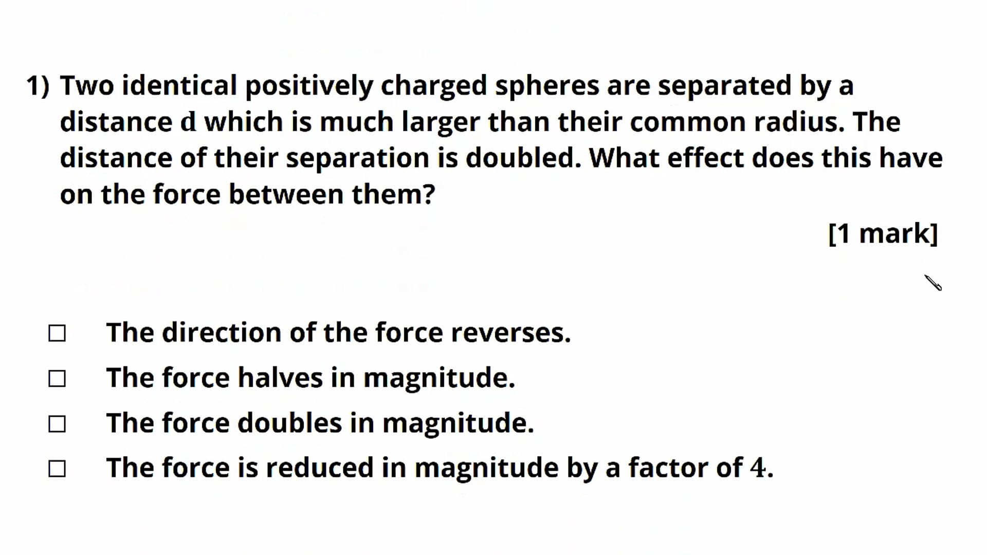 Coulomb's Law Exam Question