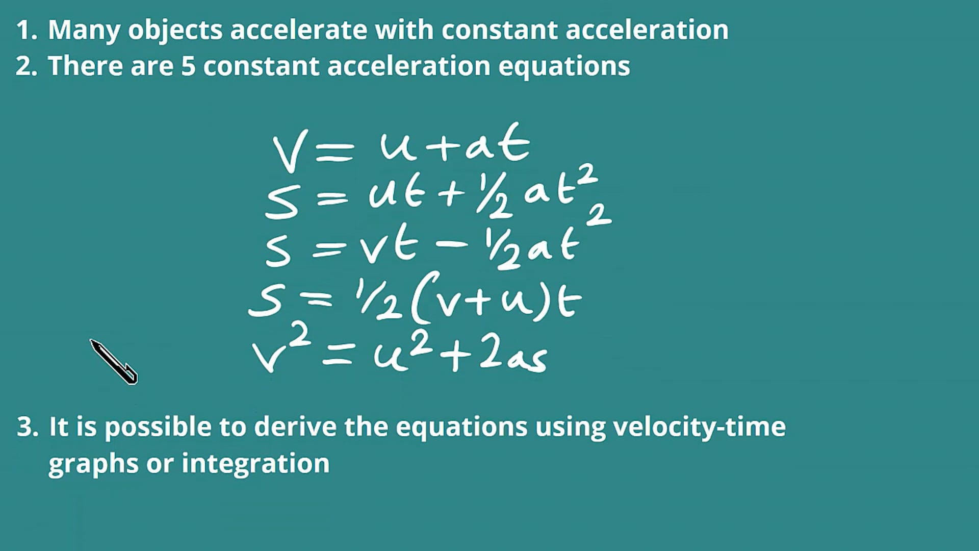 Deriving SUVAT Equations Examples
