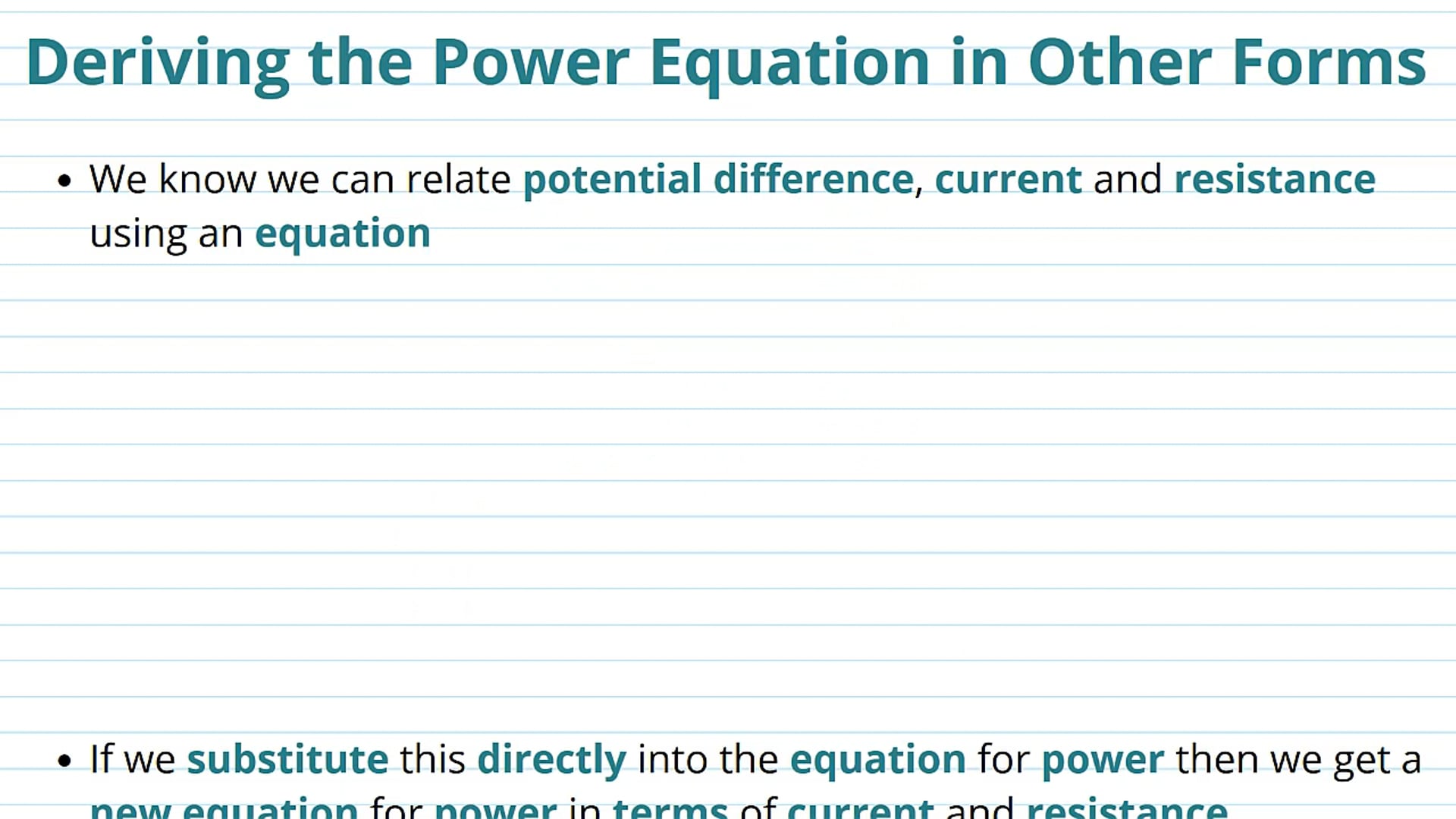 Deriving the Power Equation in Other Forms