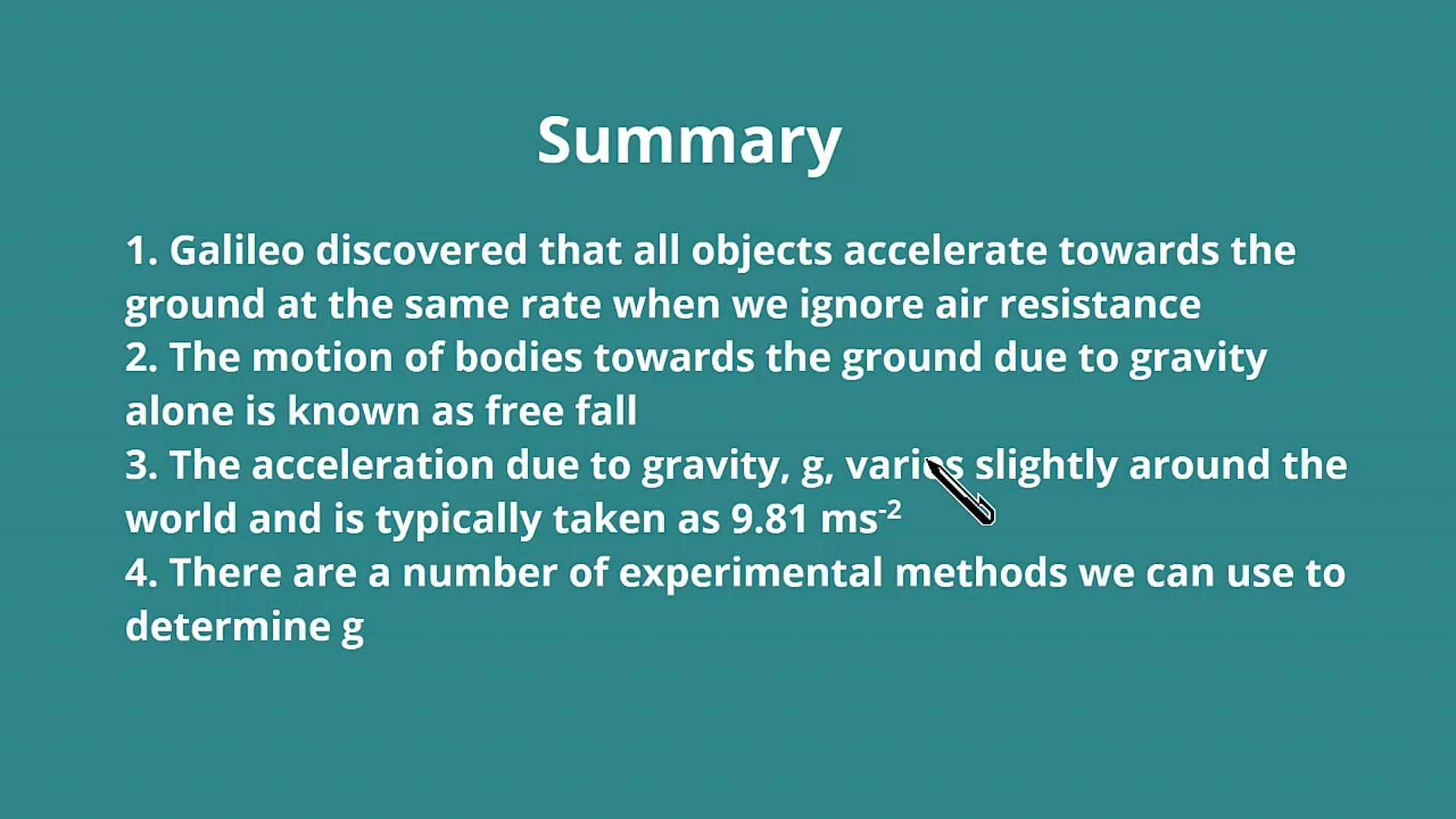 Determining the Acceleration due to Free Fall