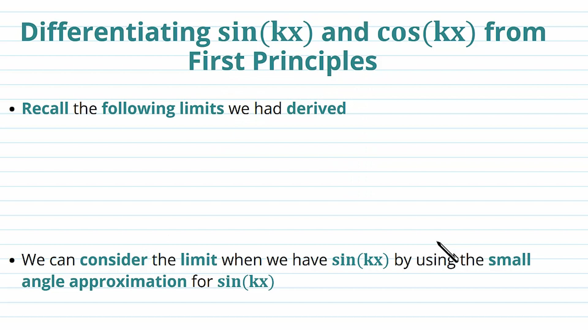 Differentiating sin_(kx) and cos_(kx) from First Principles