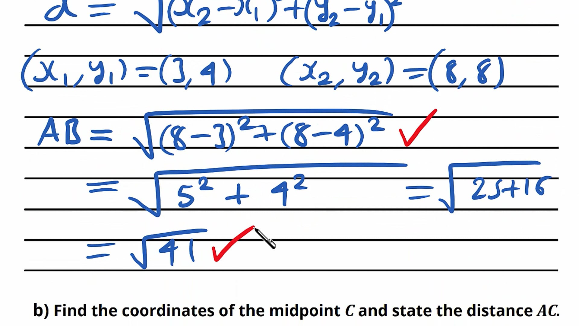 Distance and Midpoint Exam Question