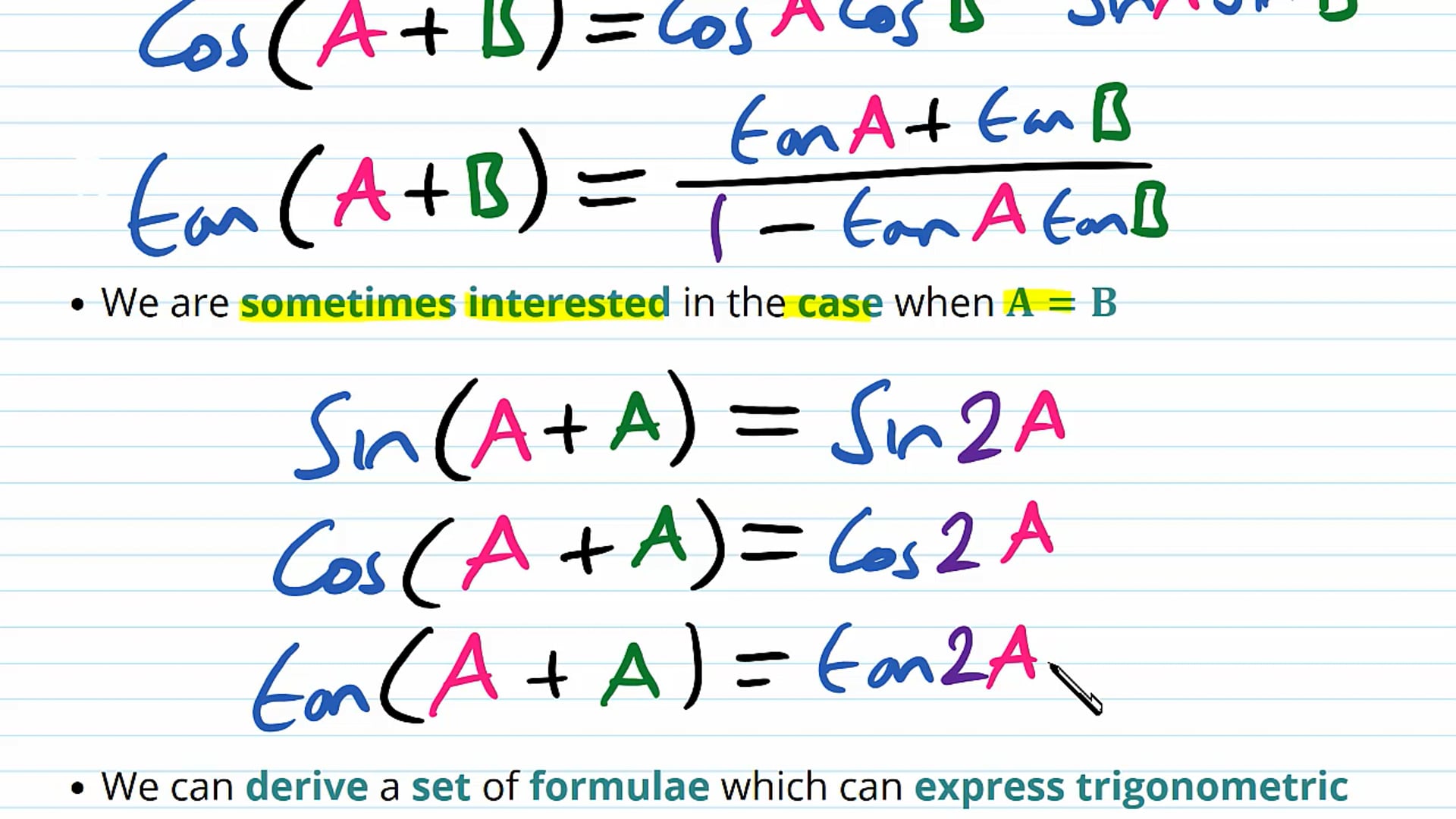 Double Angle Formulae