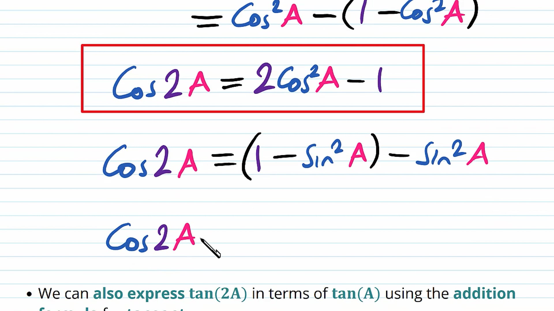 Double Angle Formulae
