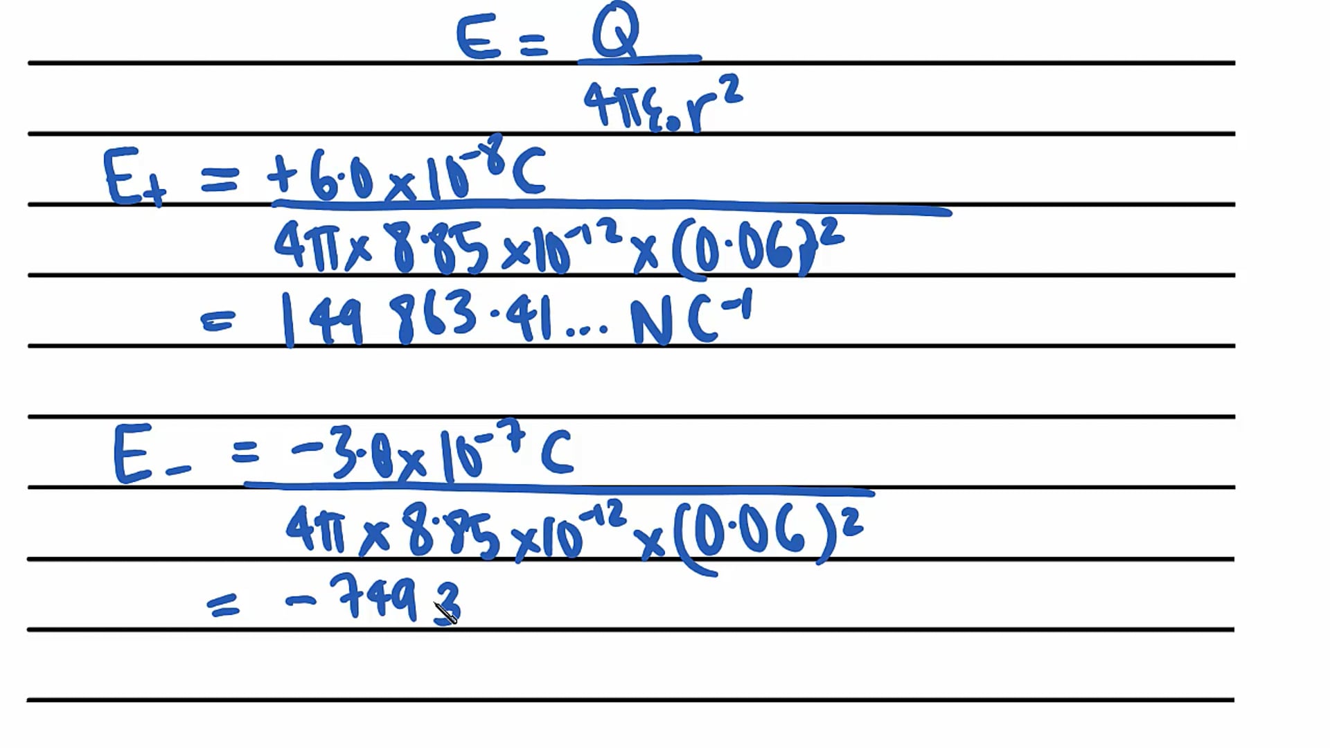 Electric Field Strength Exam Question