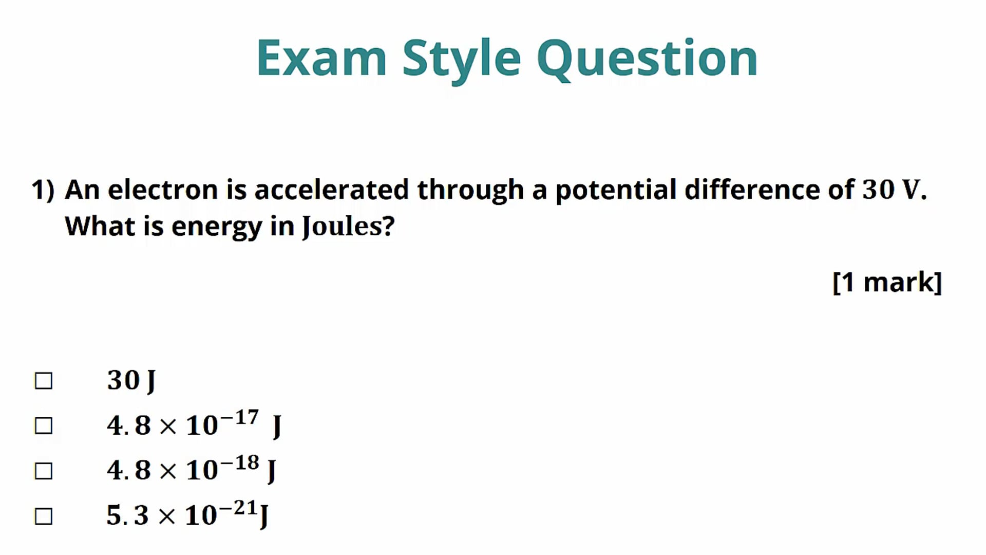 Electron Beams Exam Question