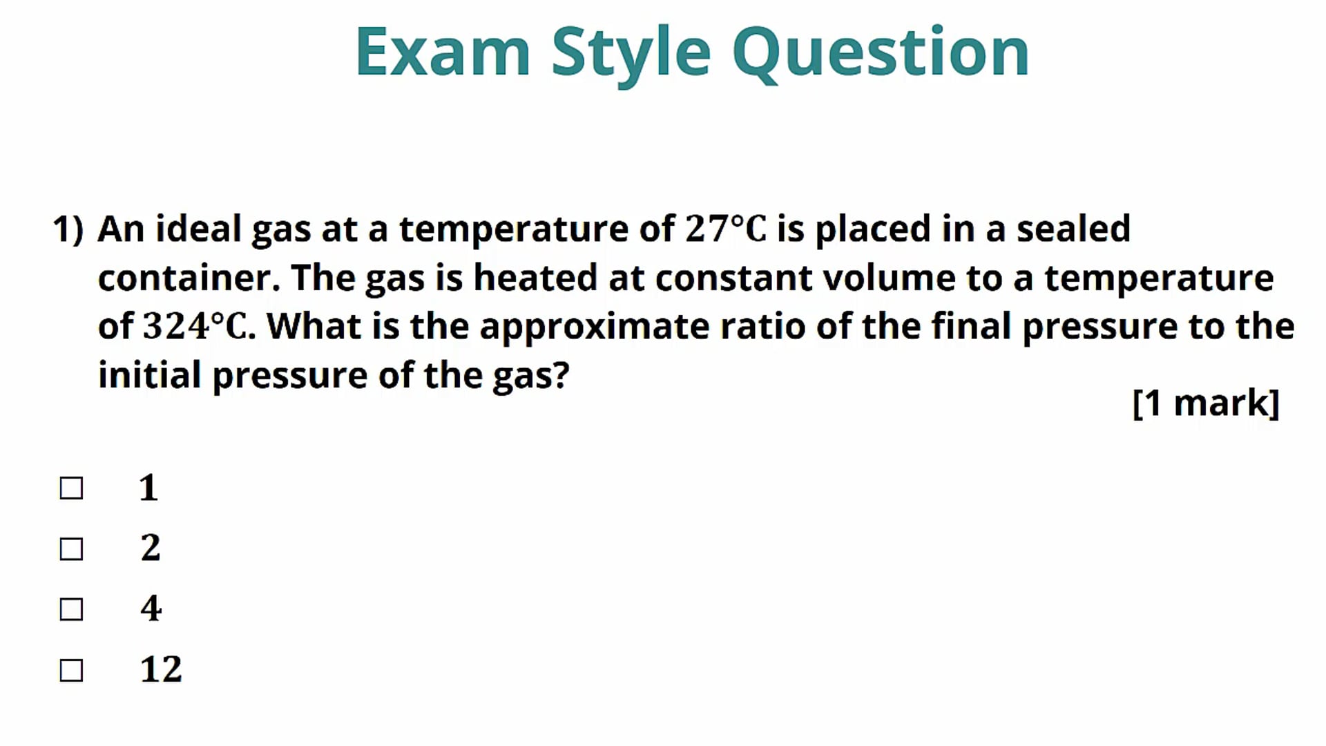 Empirical Gas Laws Exam Question