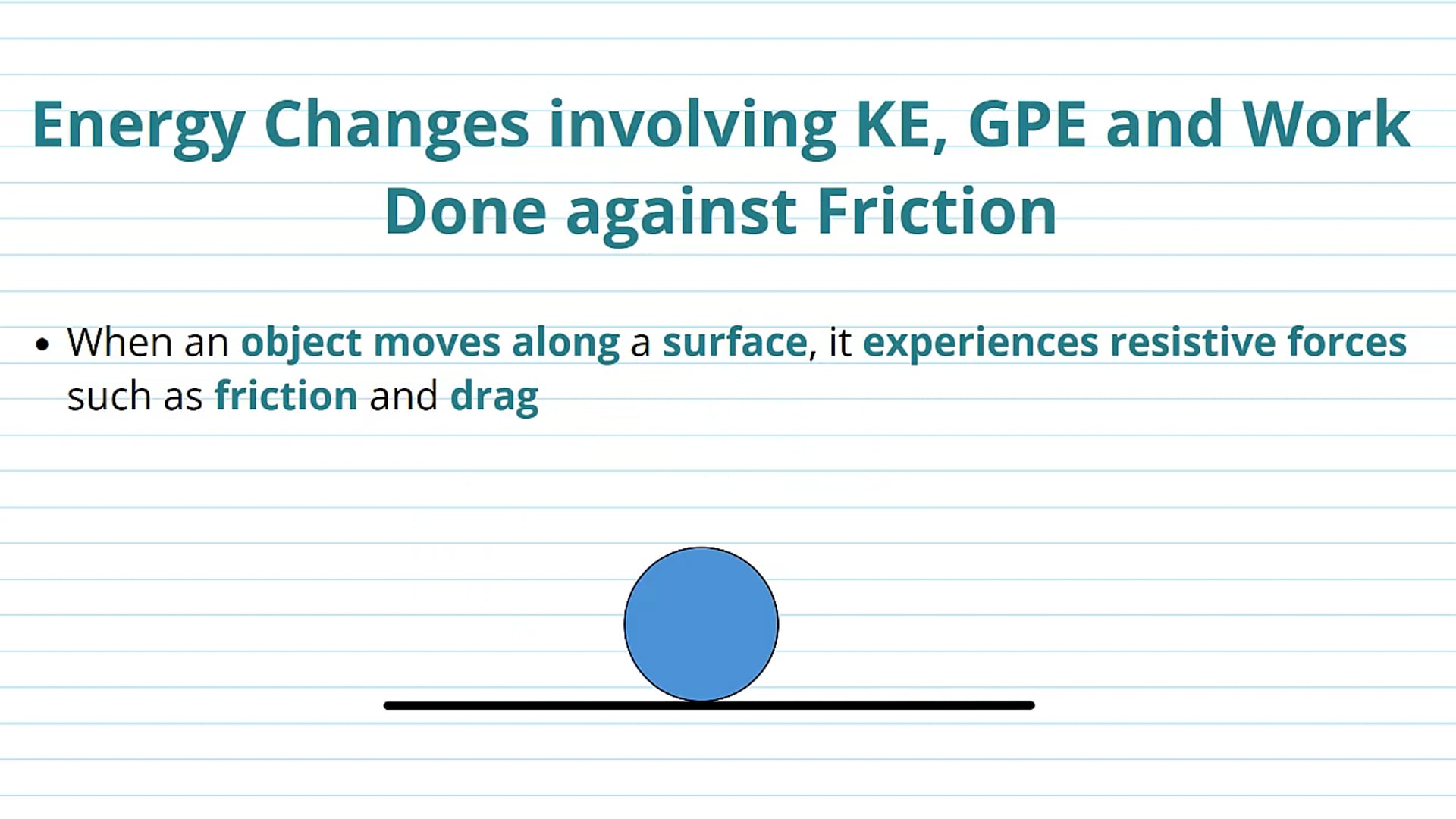 Energy Changes involving KE, GPE and Work Done Against Friction