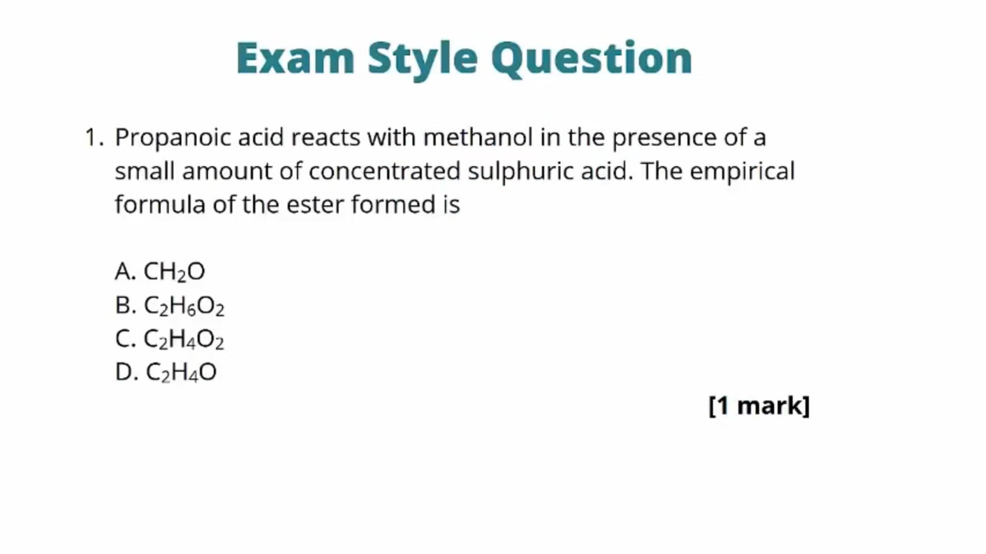 Esters Exam Question