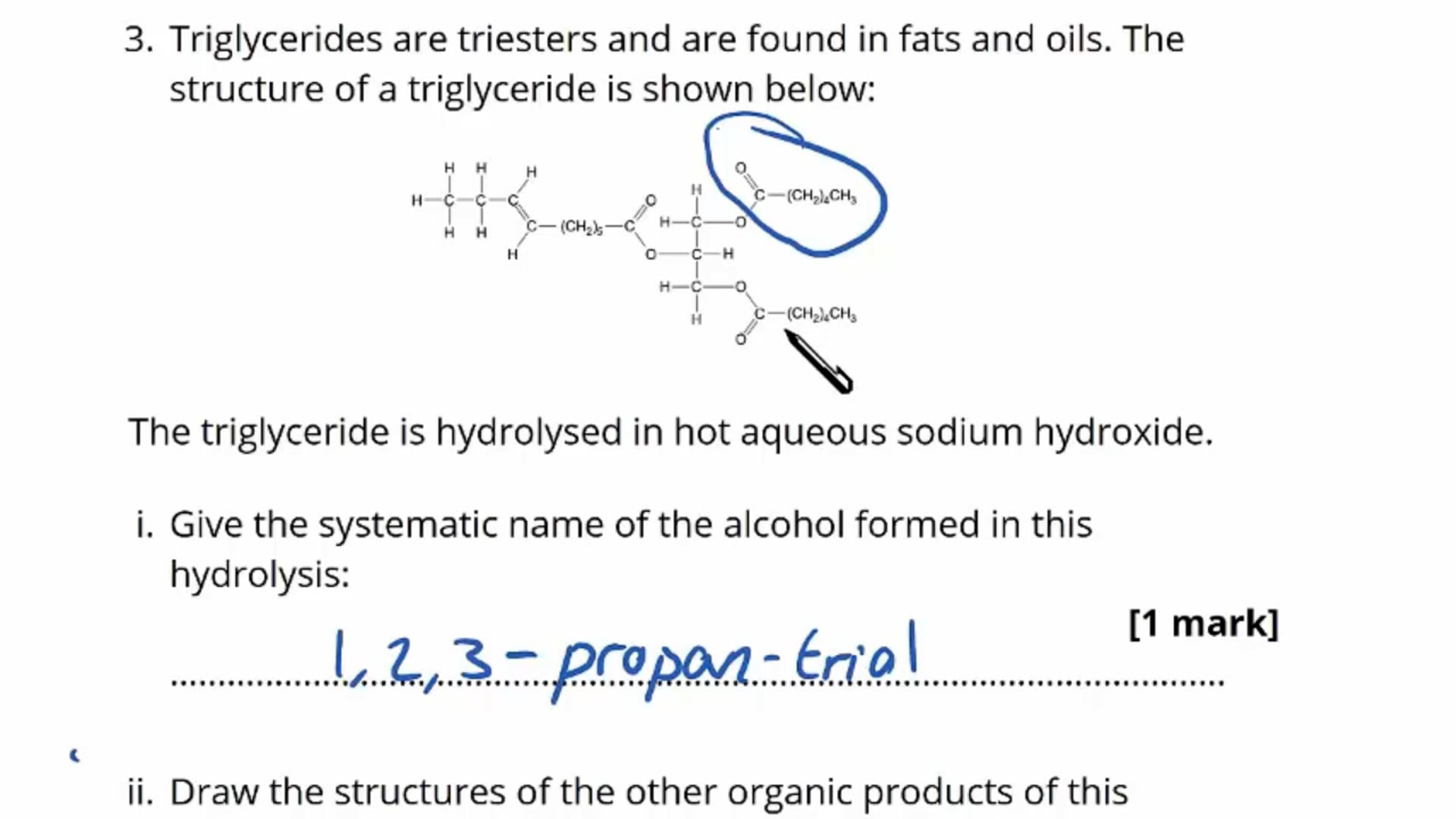 Esters Exam Question