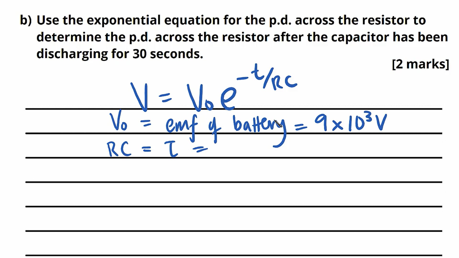 Exponential Discharge Equations Exam Question