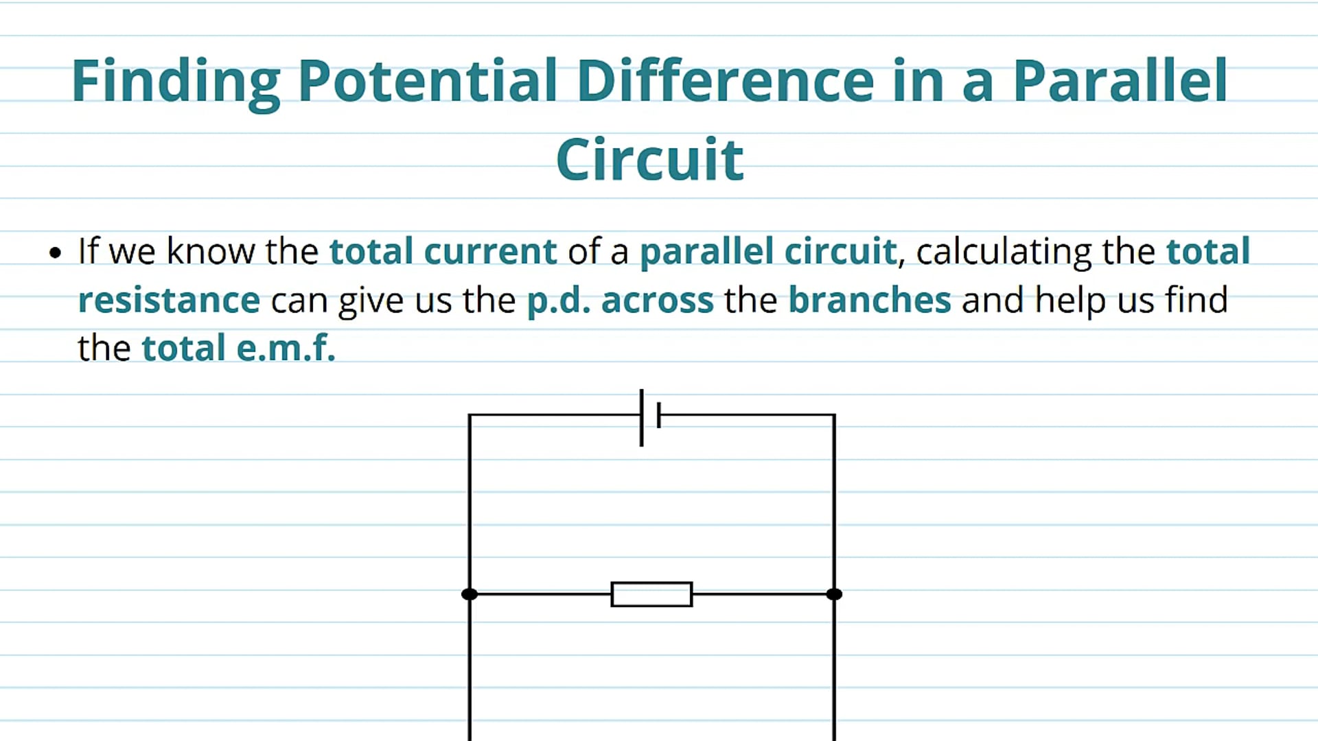 Finding Potential Difference in a Parallel Circuit