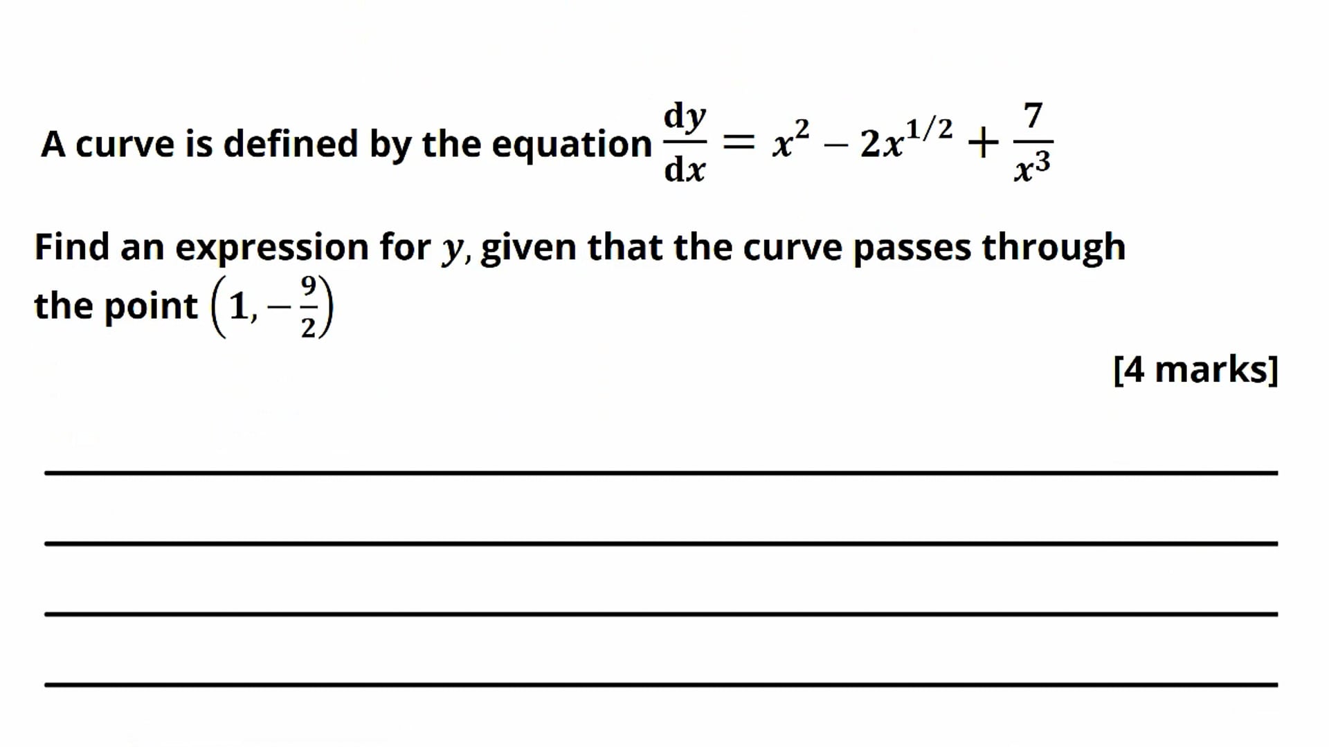 Finding the Equation of a Curve Exam Question