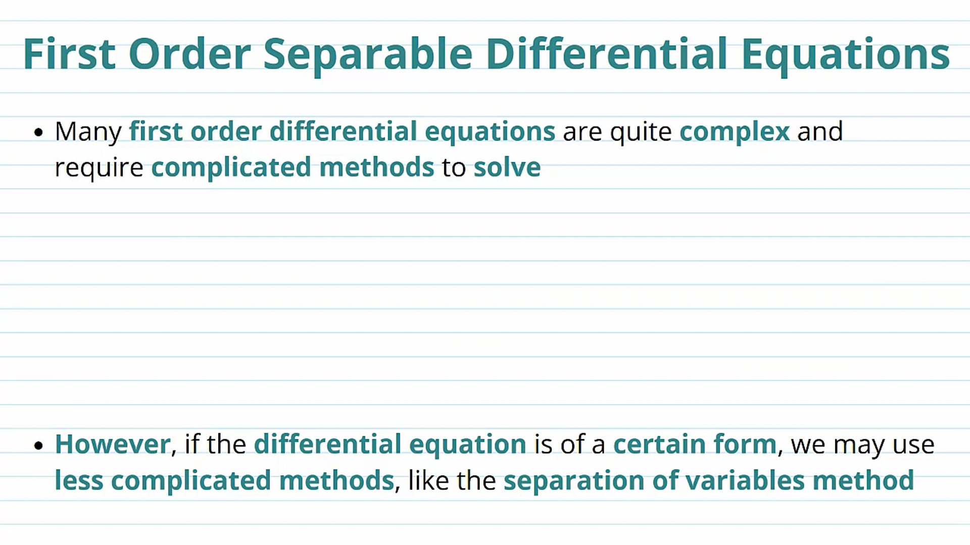 First Order Differential Equations