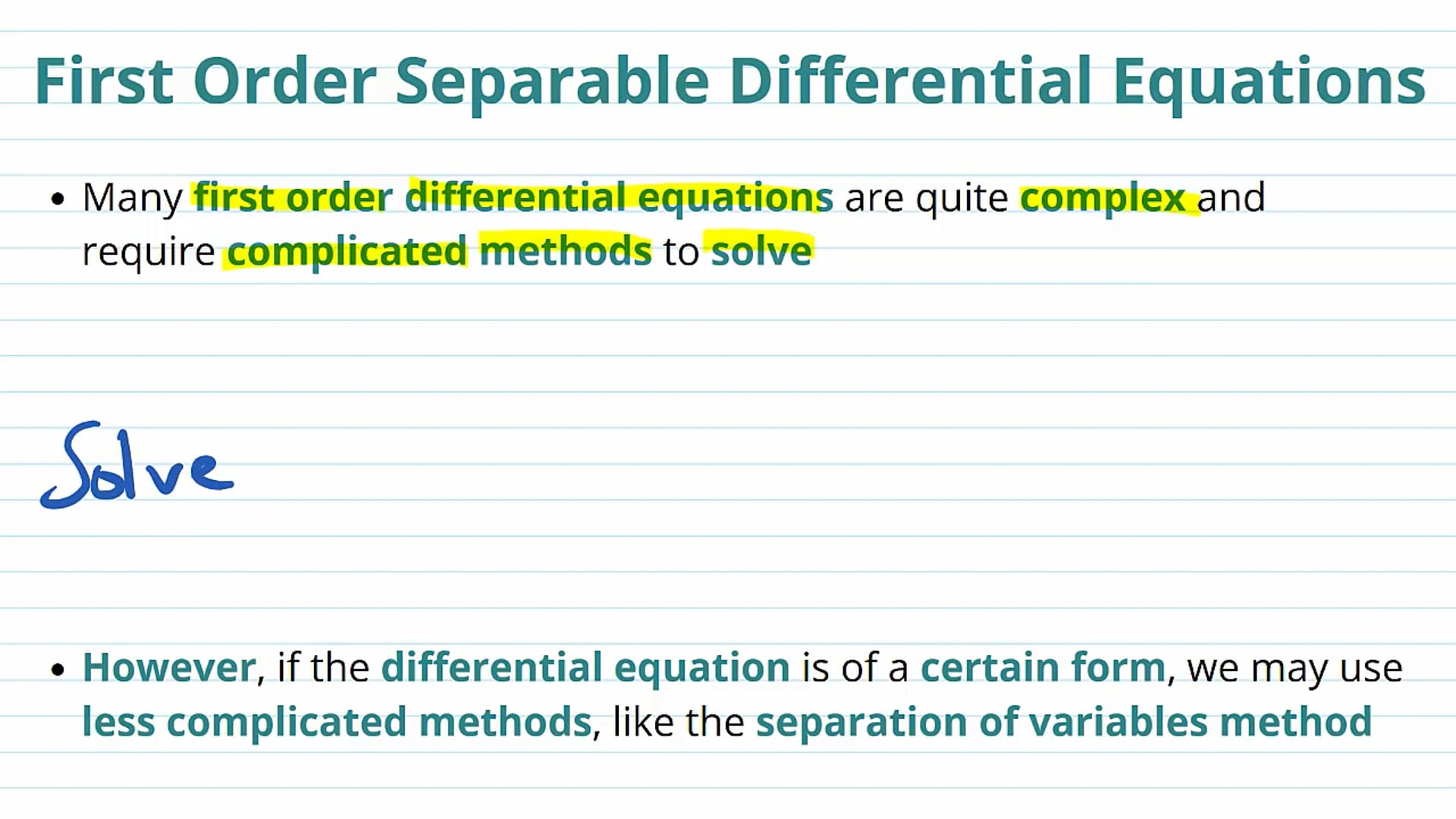 First Order Differential Equations