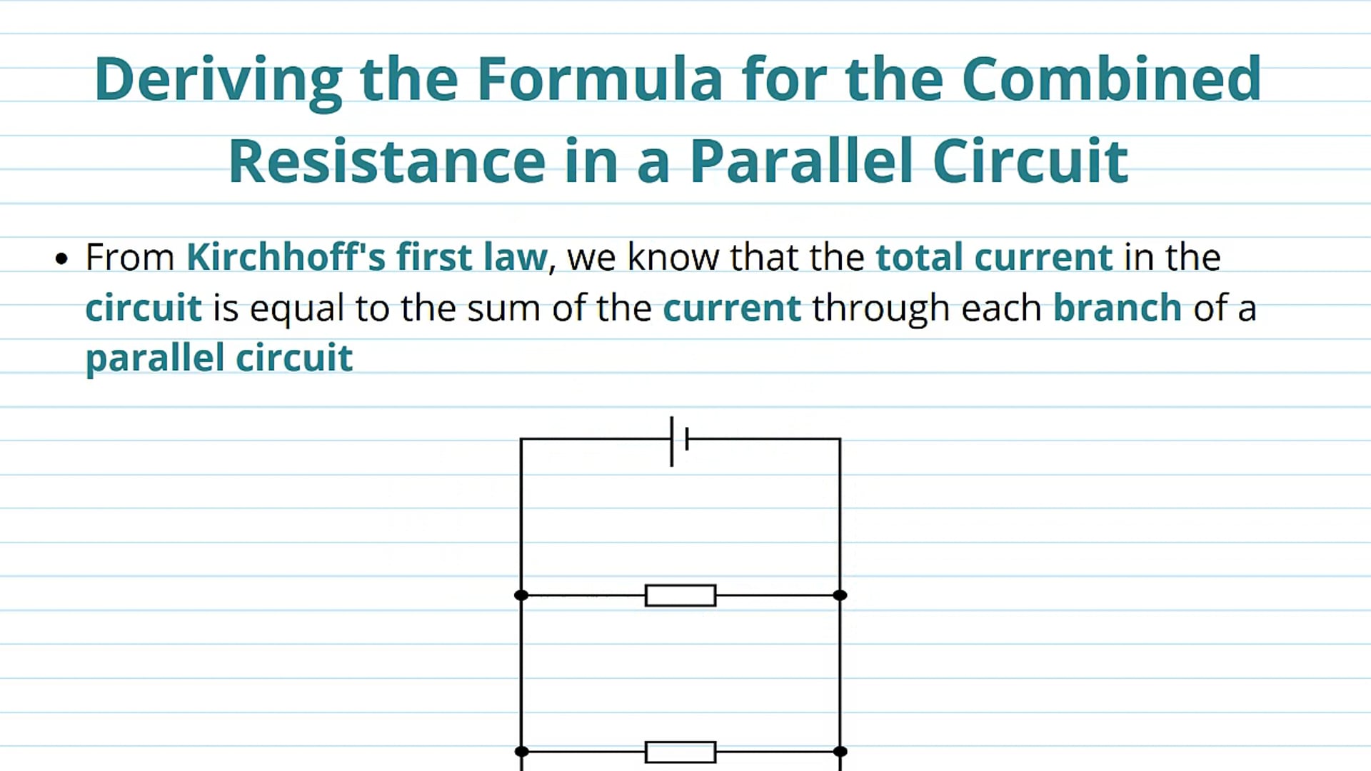 Formula for the Combined Resistance in Parallel