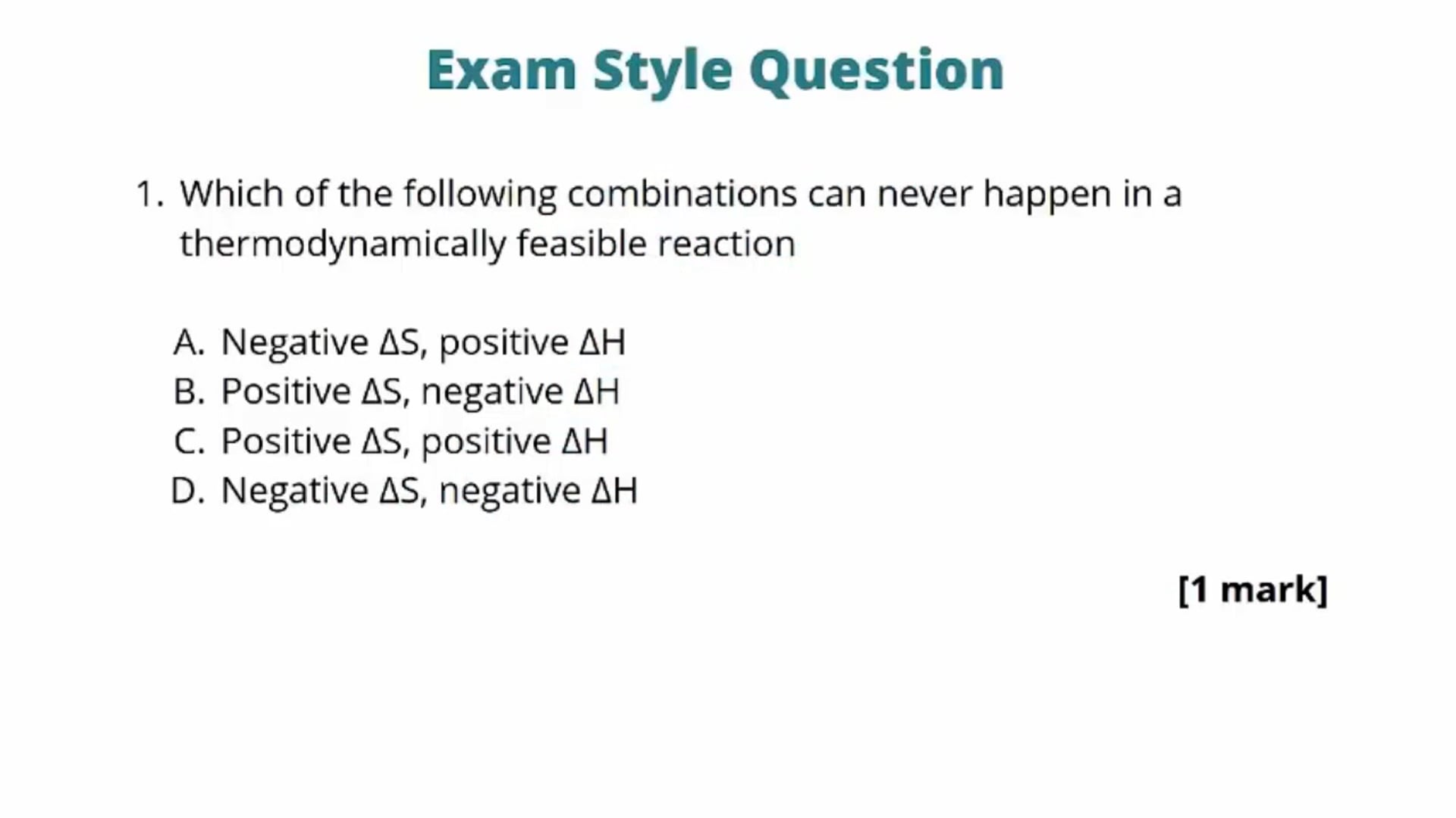 Free Energy Exam Question