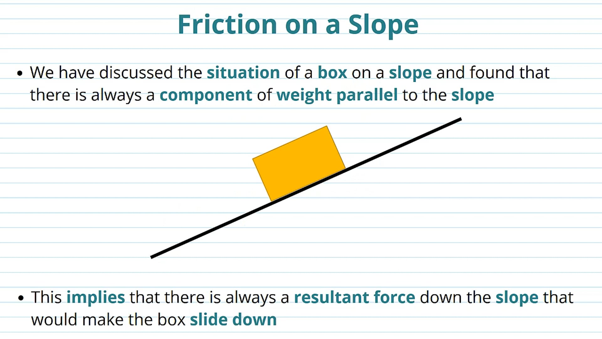 Friction on a Slope