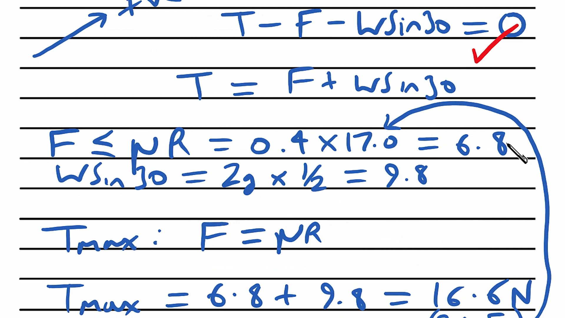 Frictional Forces Exam Question
