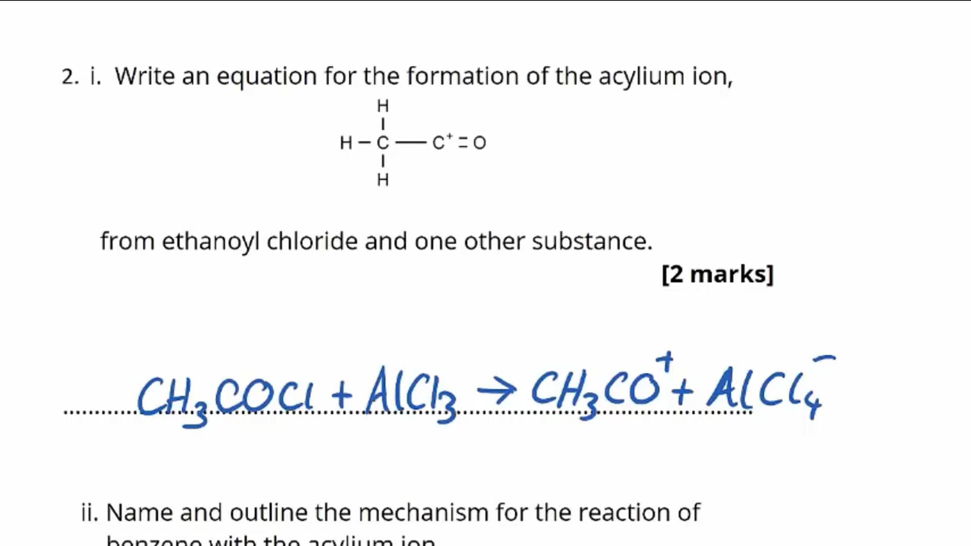 Friedel Craft Reactions Exam Question