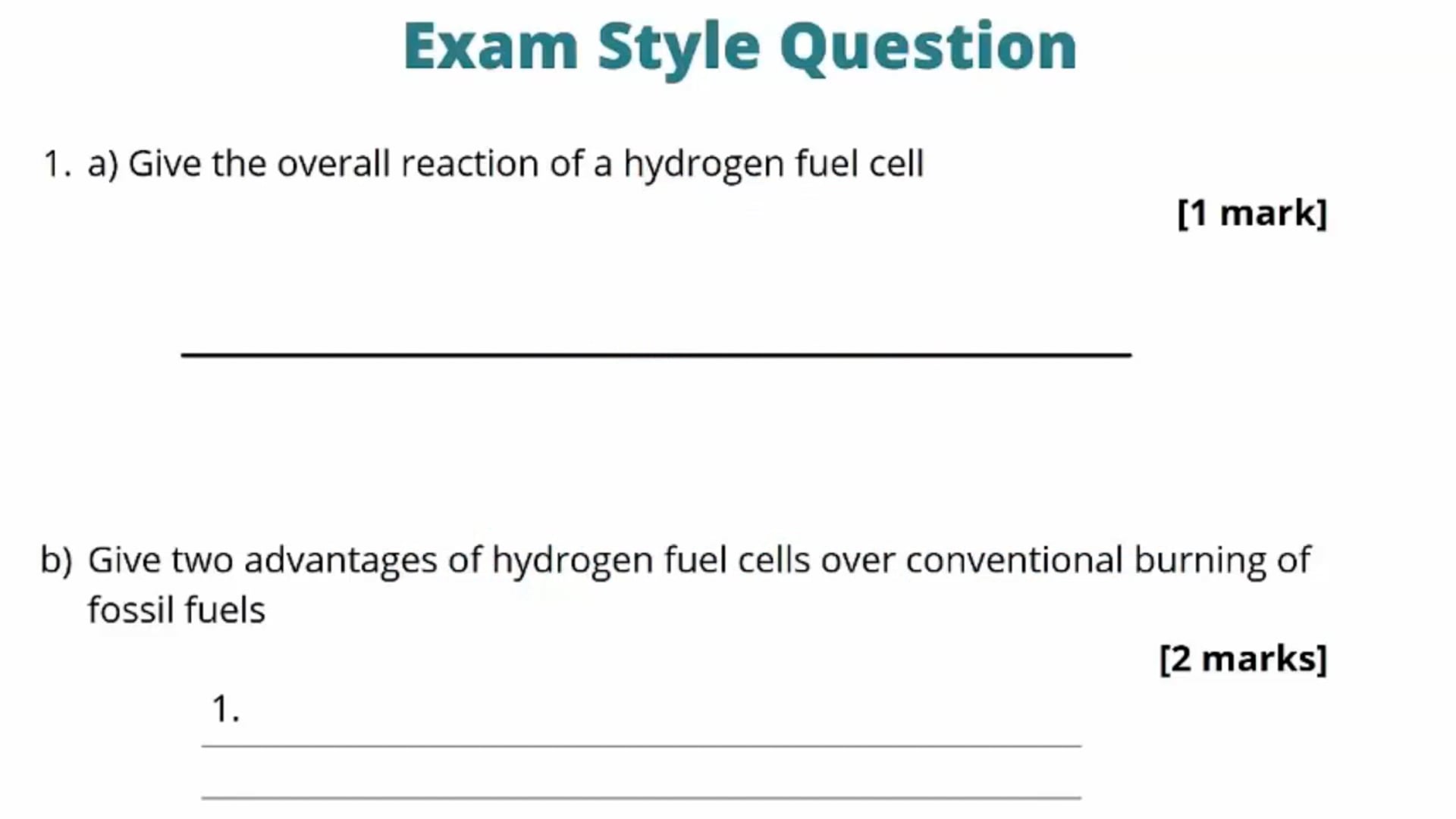 Fuel Cells Exam Question