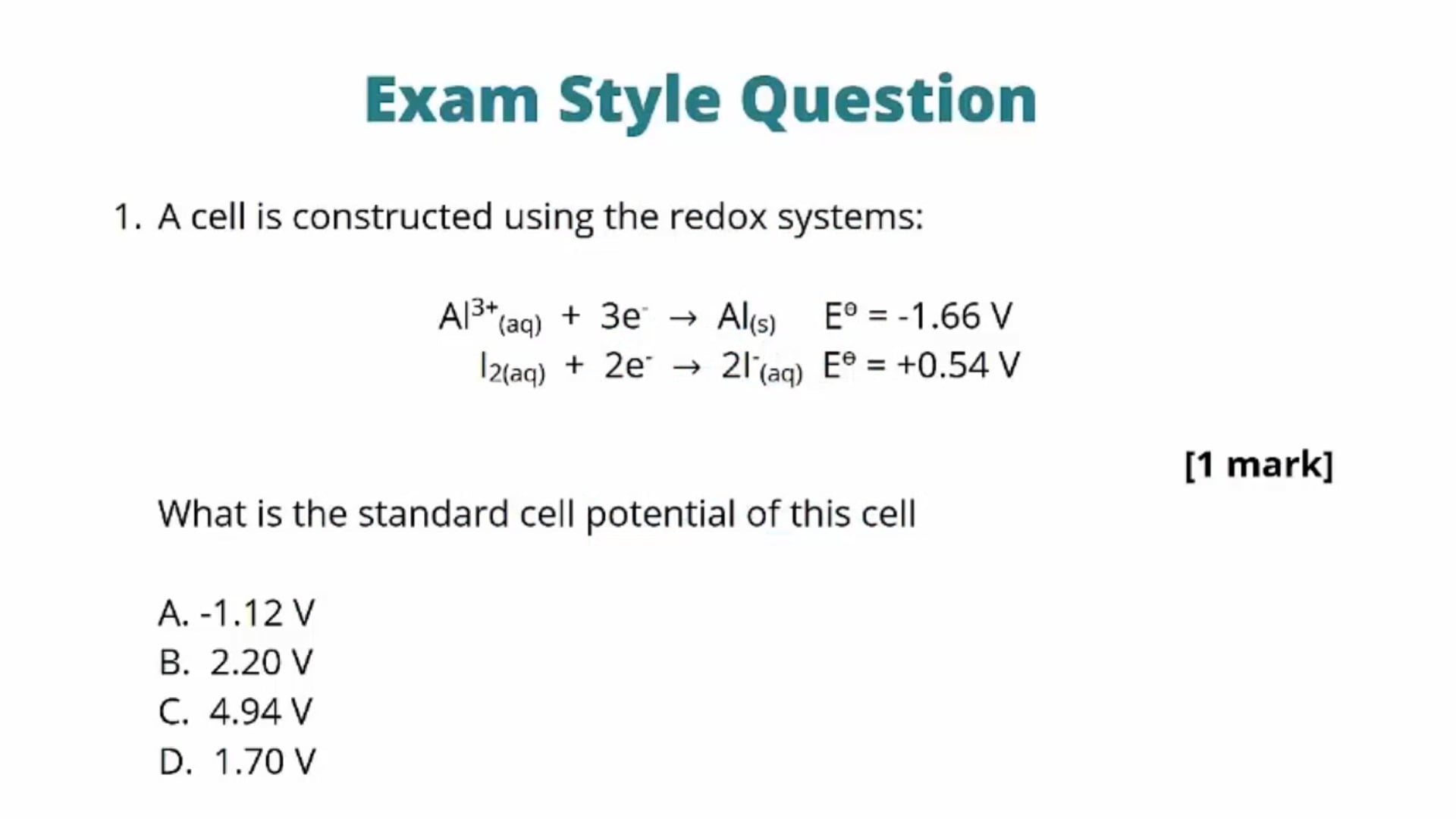 Full Cells Exam Question