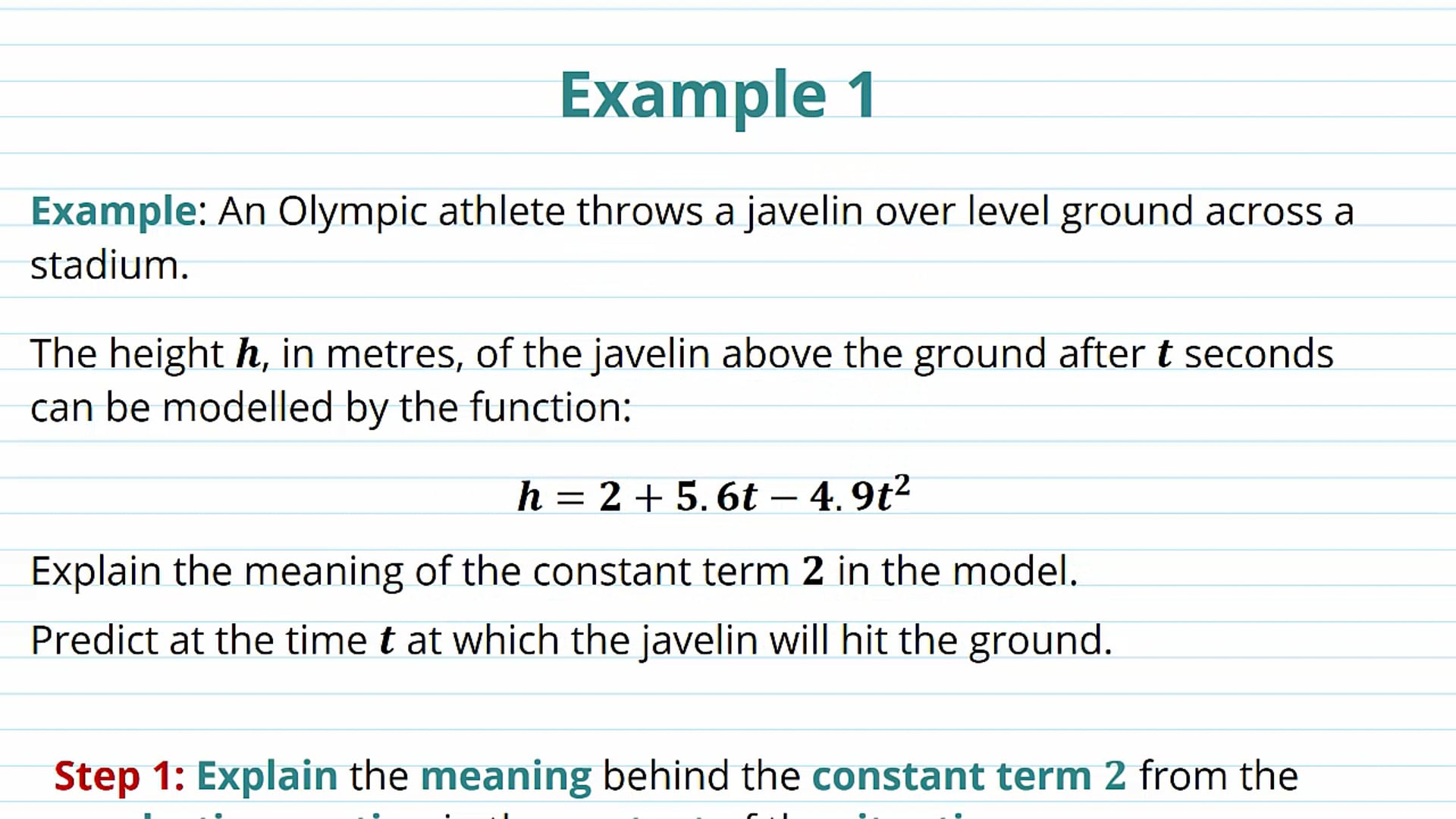 Functions in Modelling Examples