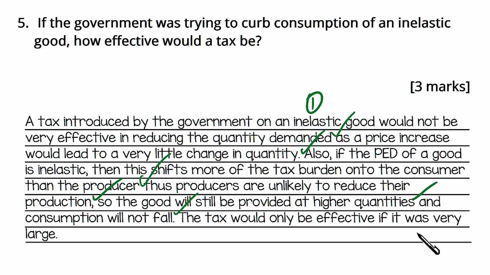 Government Intervention and Taxes Exam Question