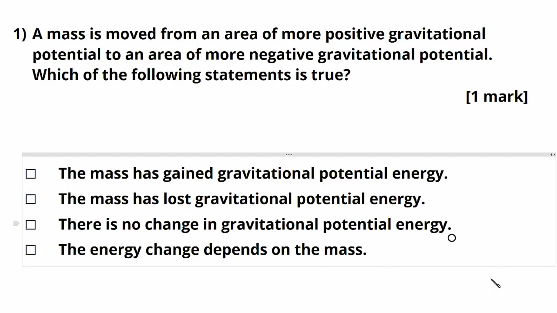 Gravitational Potential Exam Question
