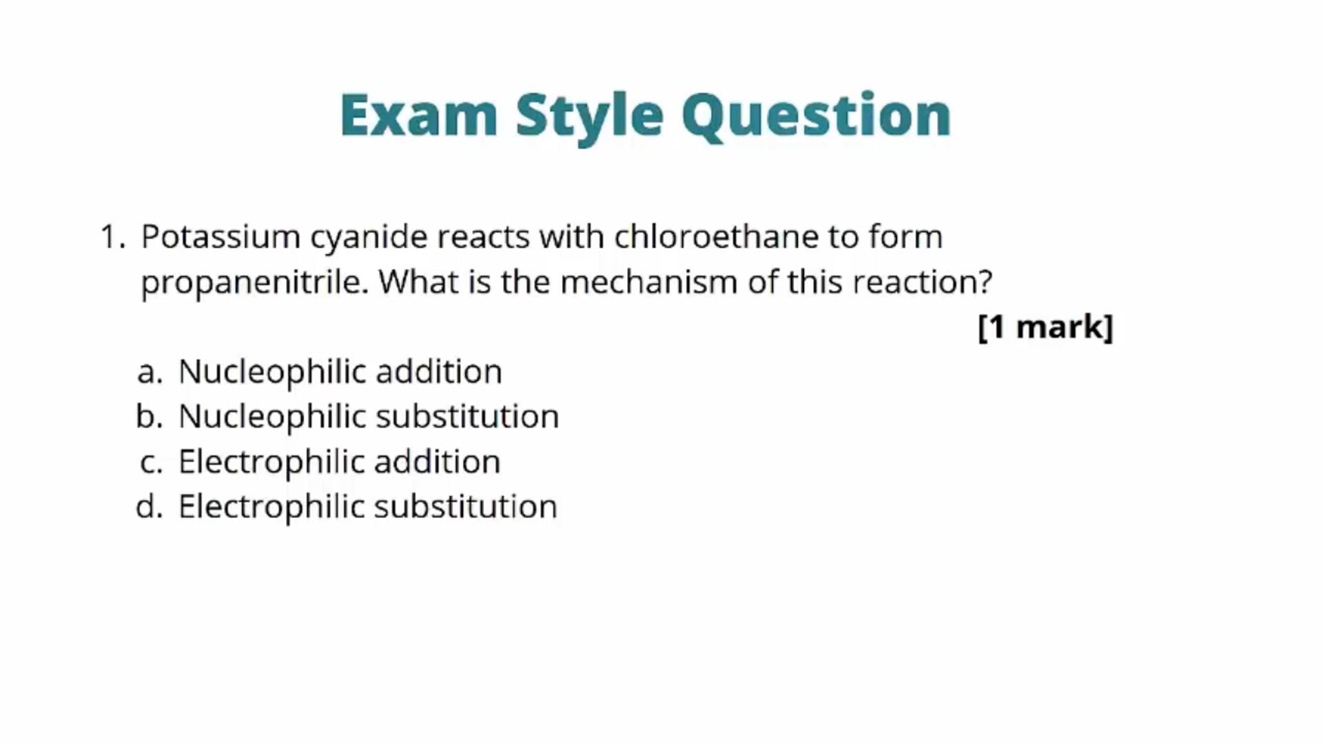Increasing Carbon Chain Length Exam Question