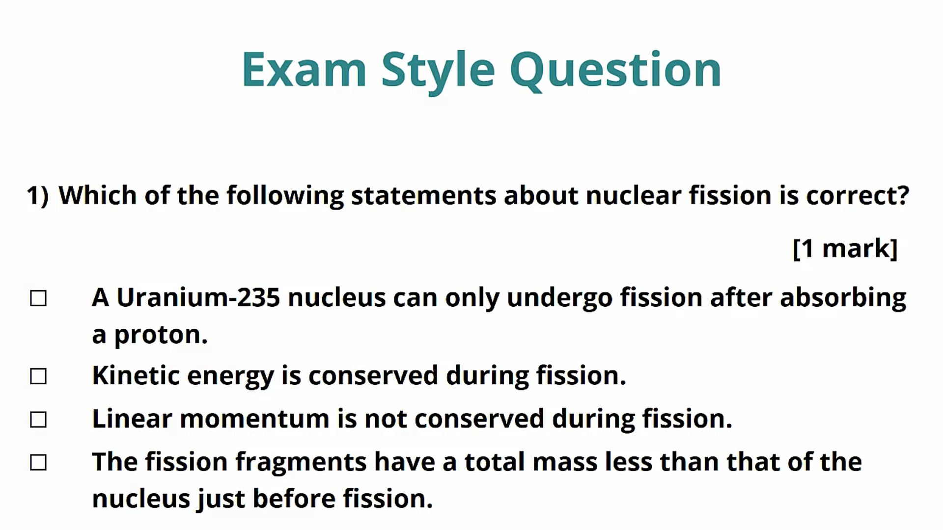 Induced Fission Exam Question