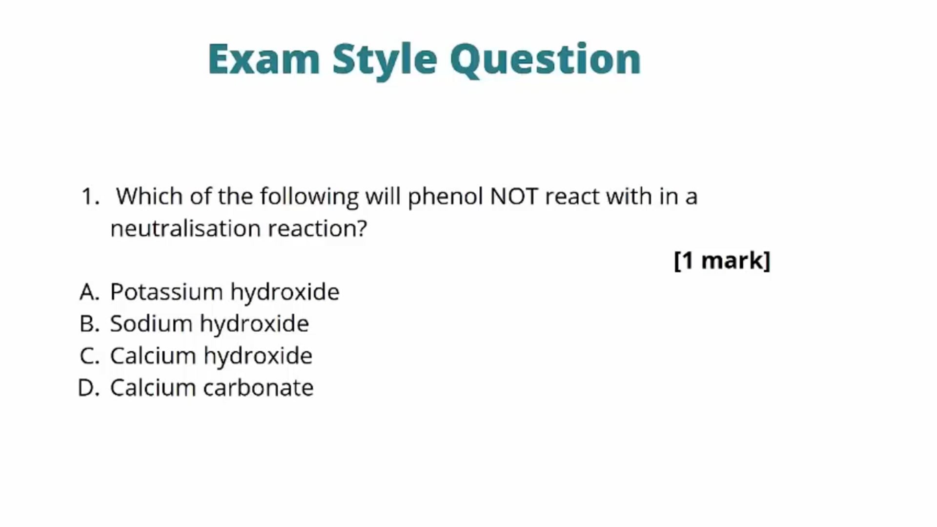 Introducing Phenol Exam Question