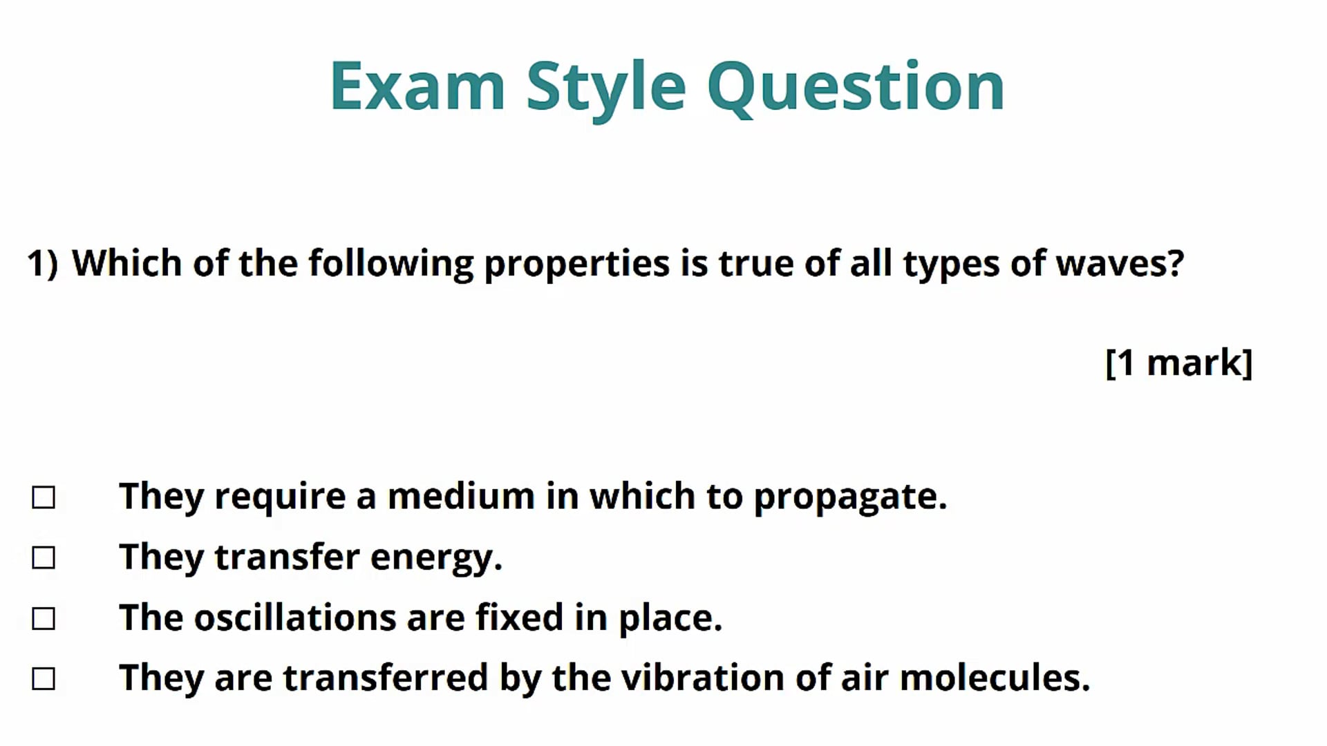 Introduction to Waves Exam Question